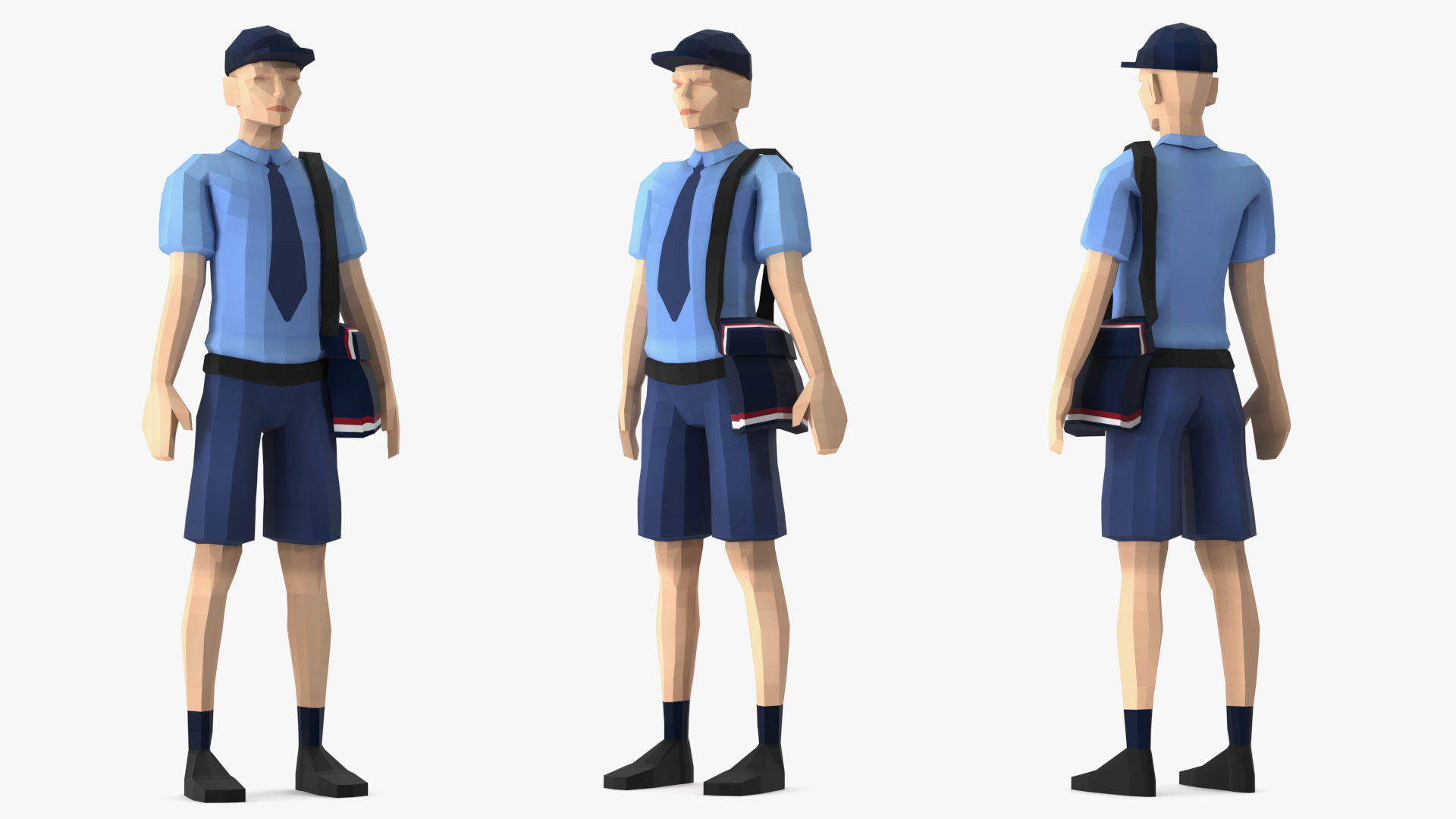 3D Postman Low Poly Rigged model
