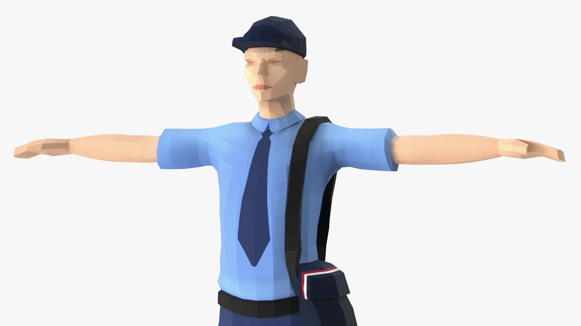 3D Postman Low Poly Rigged model