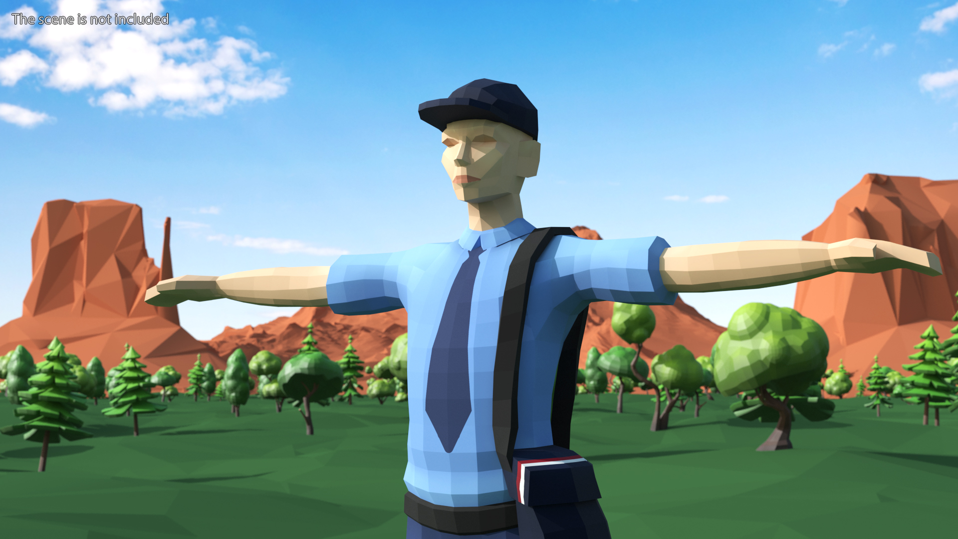 3D Postman Low Poly Rigged model