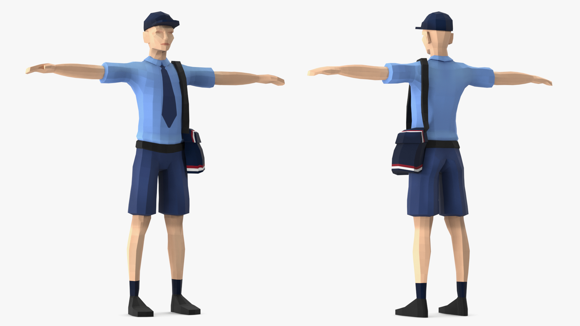 3D Postman Low Poly Rigged model