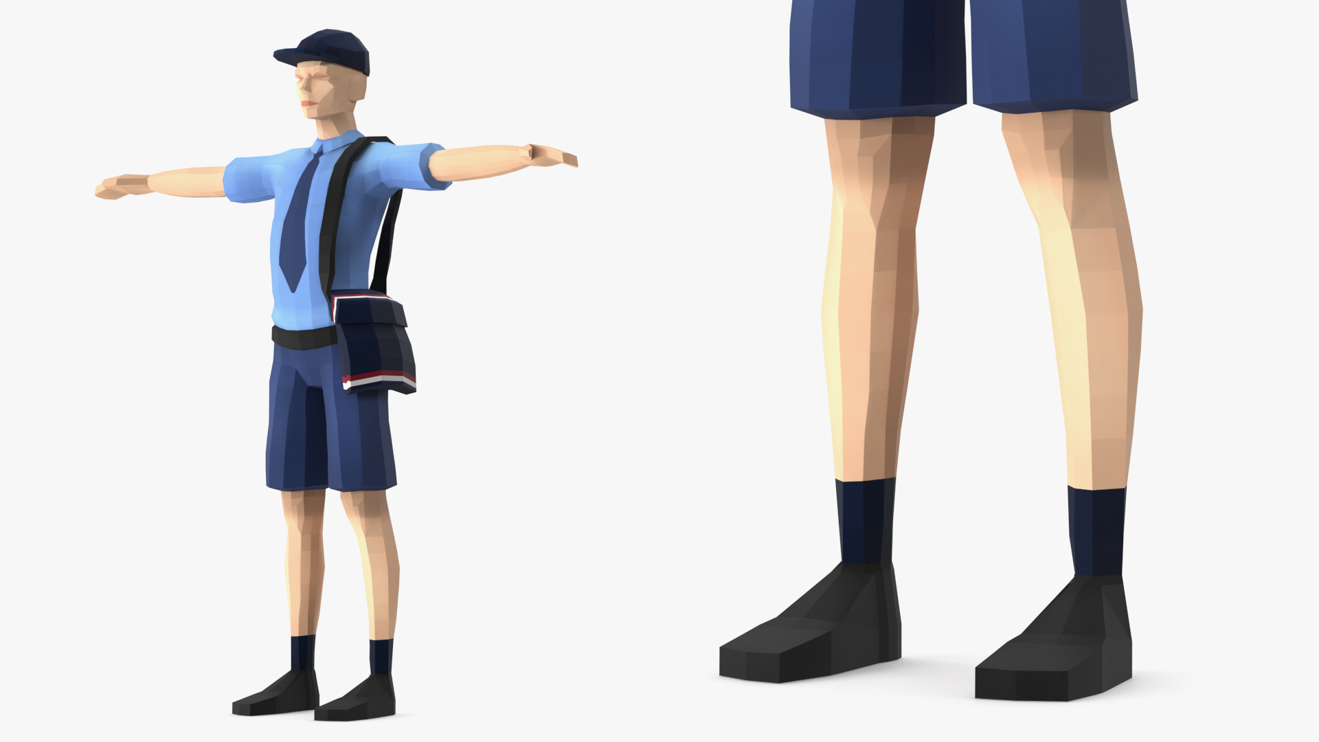 3D Postman Low Poly Rigged model