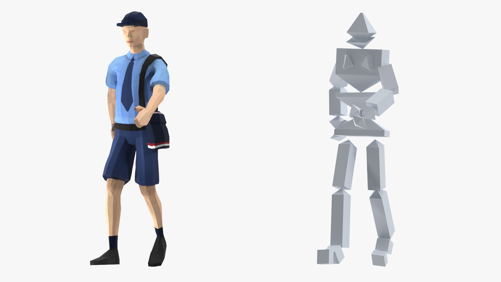 3D Postman Low Poly Rigged model
