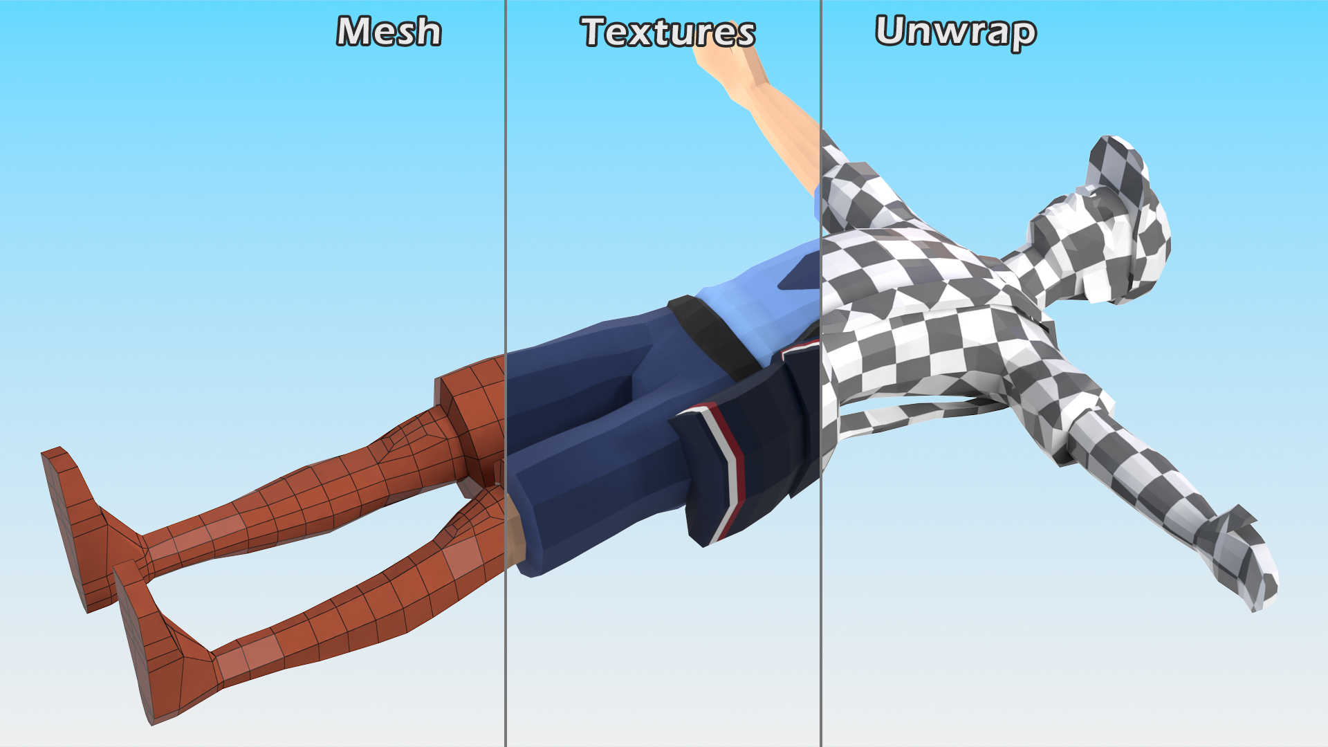 3D Postman Low Poly Rigged model