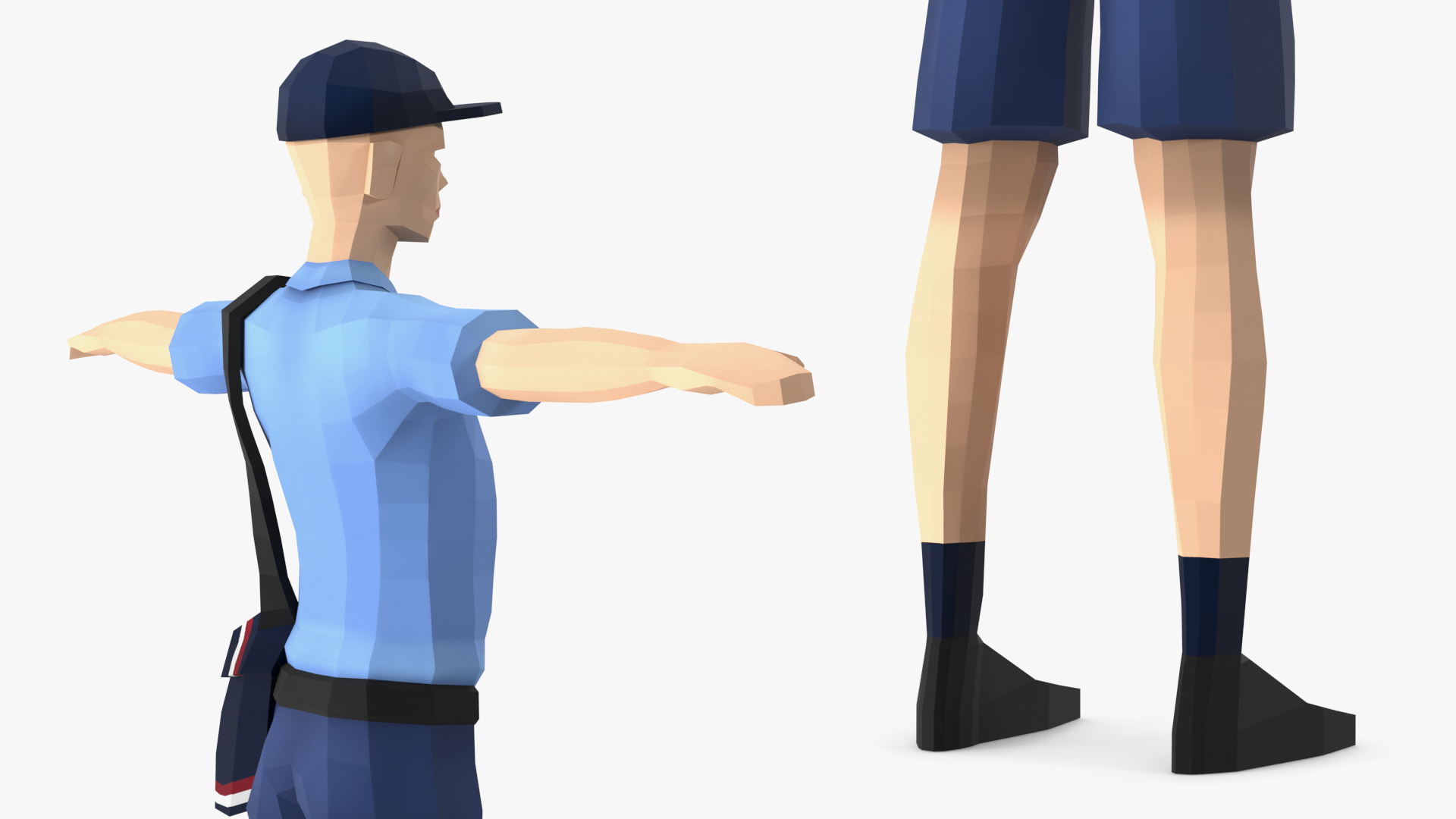 3D Postman Low Poly Rigged model