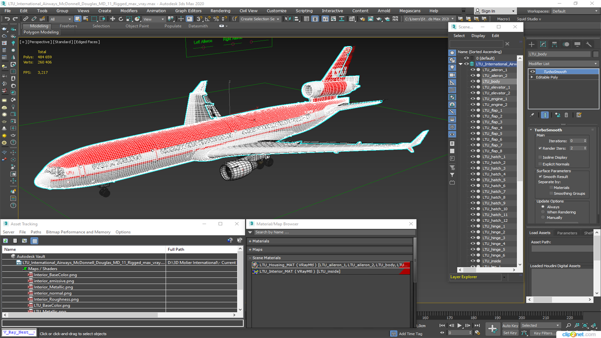 3D LTU International Airways McDonnell Douglas MD-11 Rigged