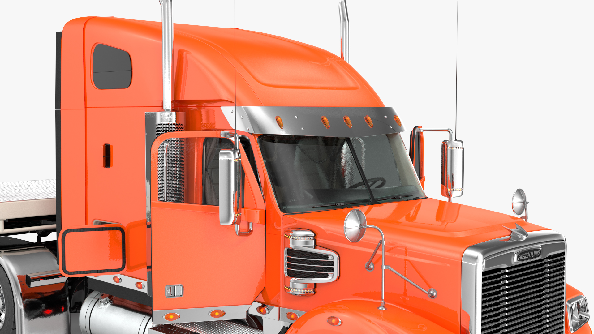 Freightliner Truck With Extendable Trailer Rigged 3D model