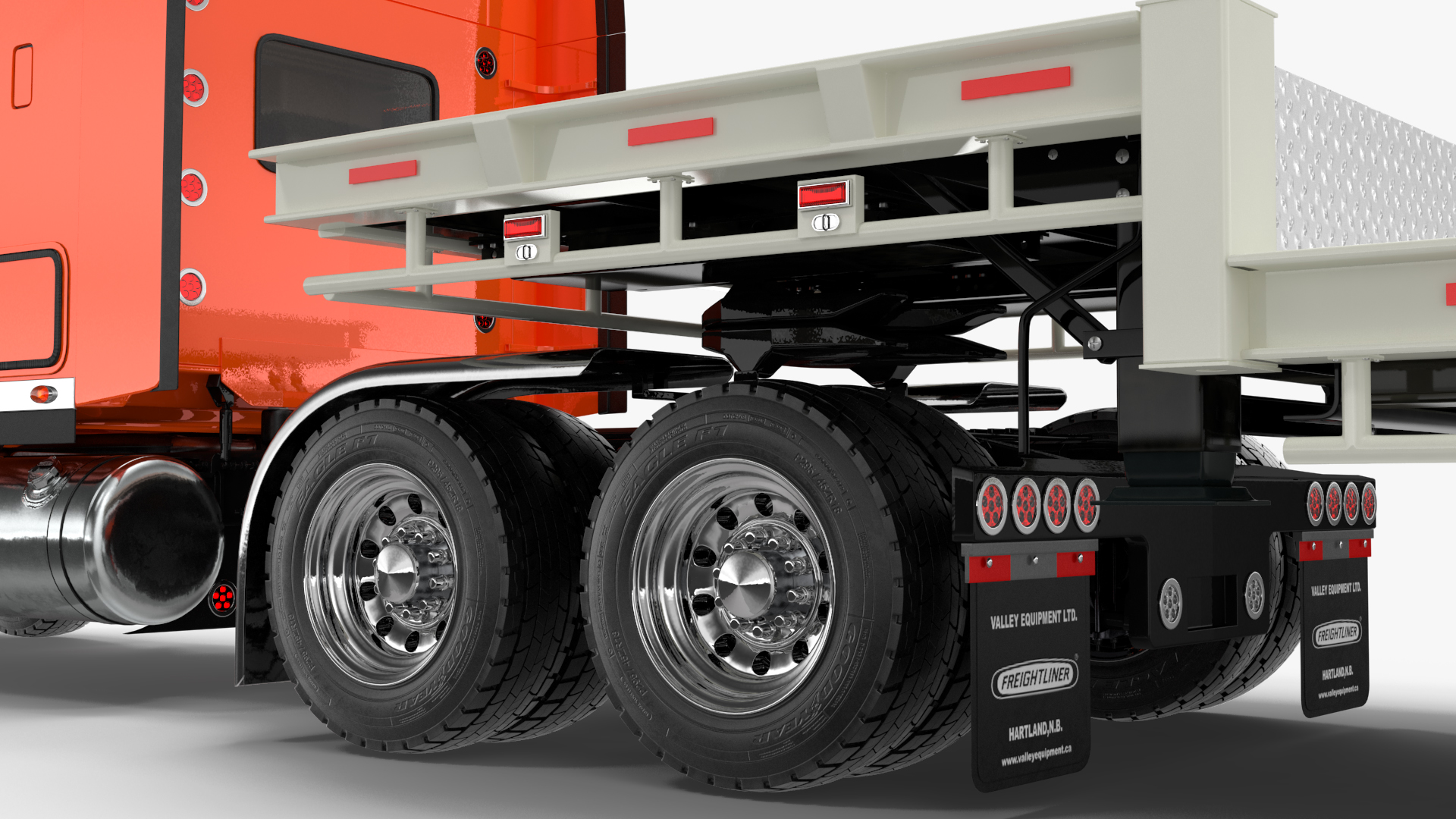 Freightliner Truck With Extendable Trailer Rigged 3D model