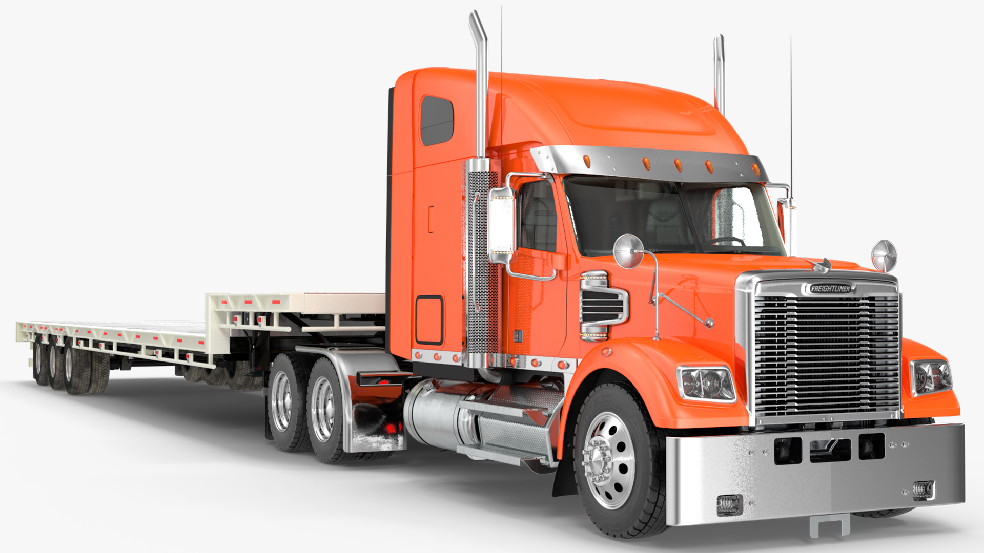 Freightliner Truck With Extendable Trailer Rigged 3D model
