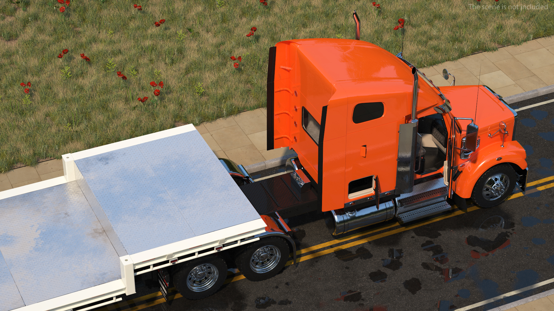 Freightliner Truck With Extendable Trailer Rigged 3D model