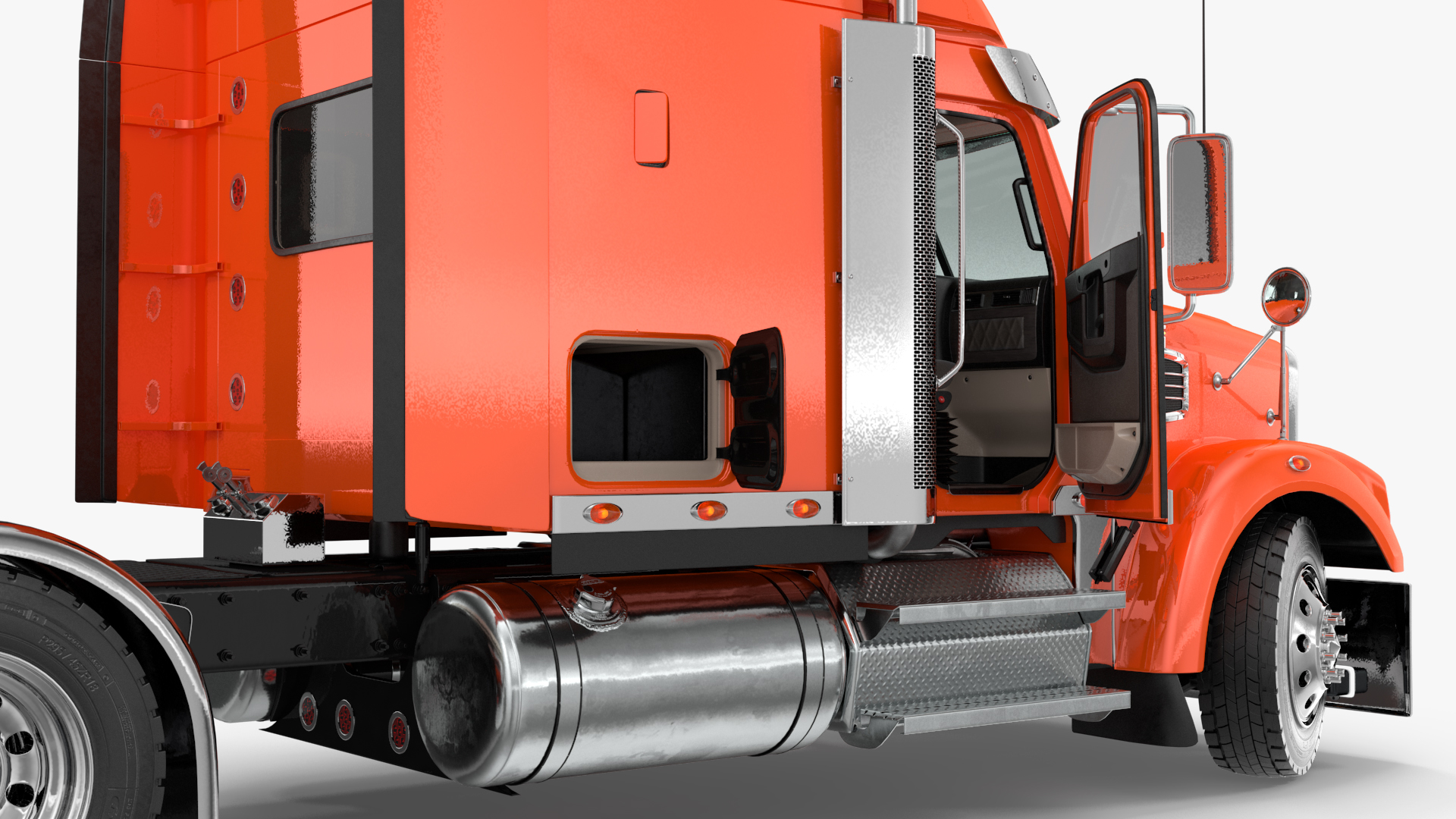 Freightliner Truck With Extendable Trailer Rigged 3D model