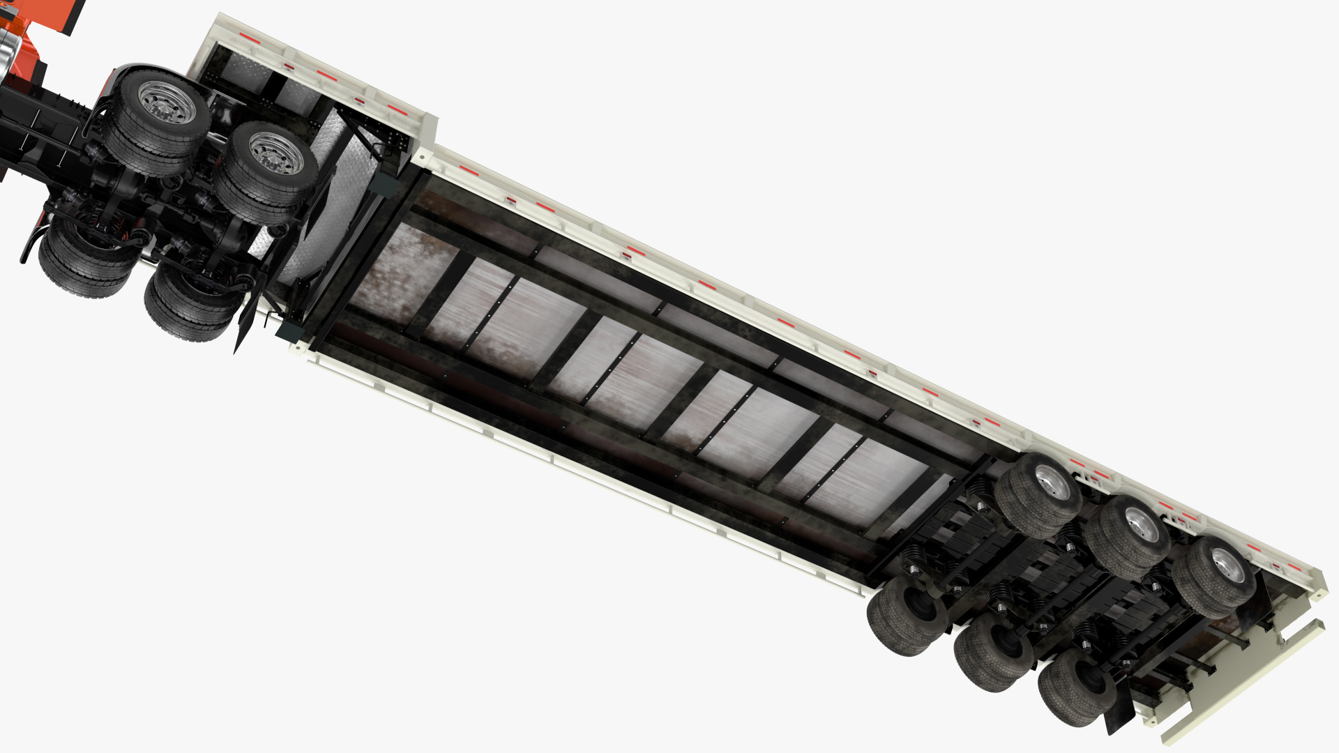 Freightliner Truck With Extendable Trailer Rigged 3D model