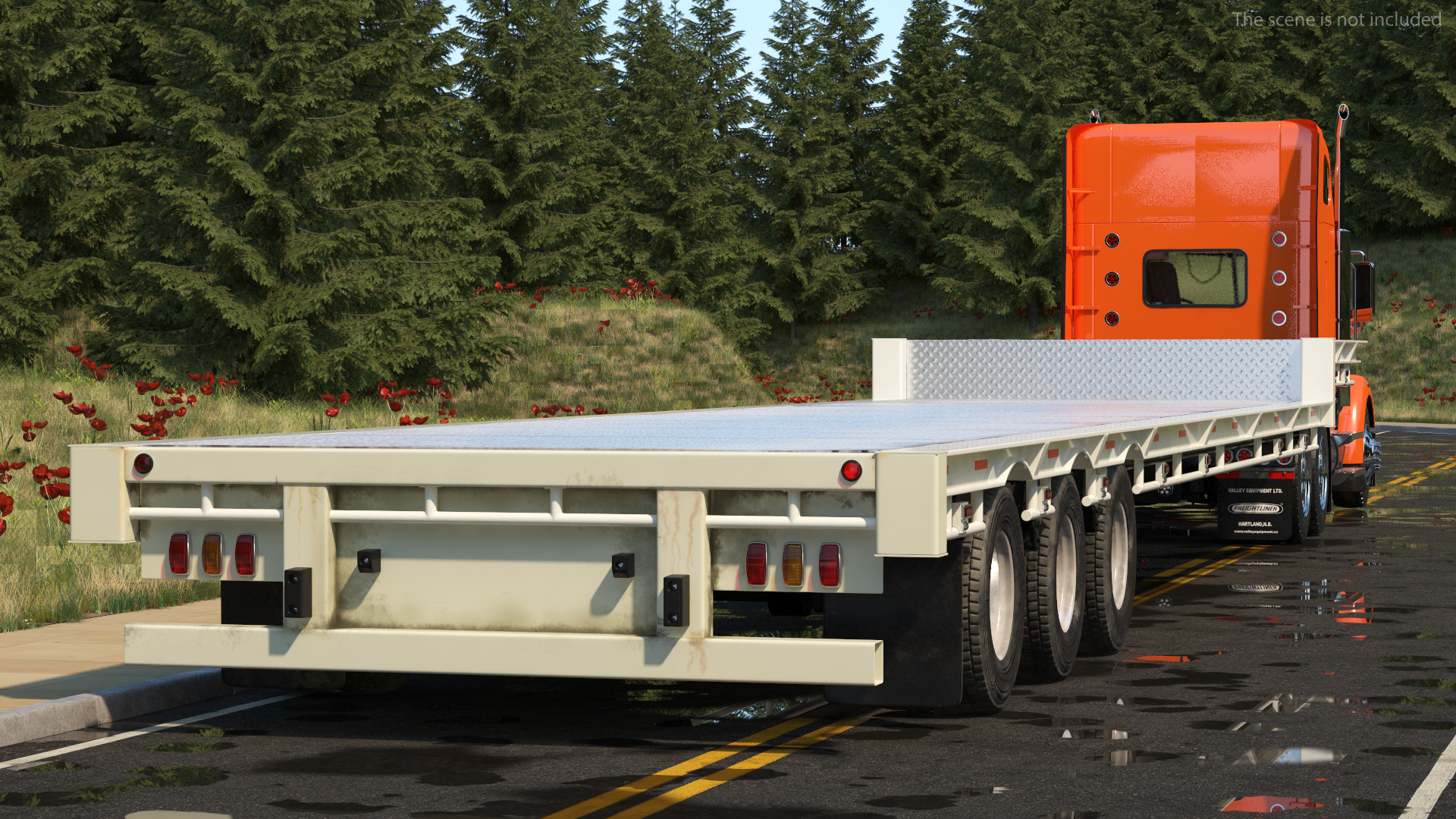 Freightliner Truck With Extendable Trailer Rigged 3D model