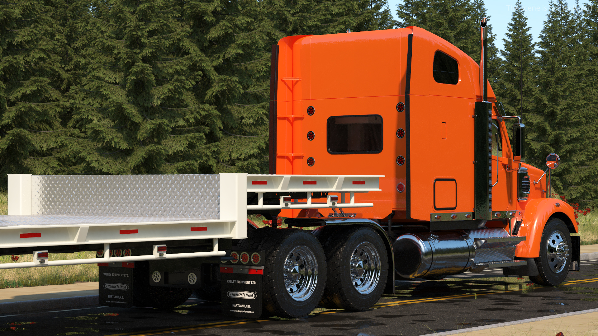 Freightliner Truck With Extendable Trailer Rigged 3D model