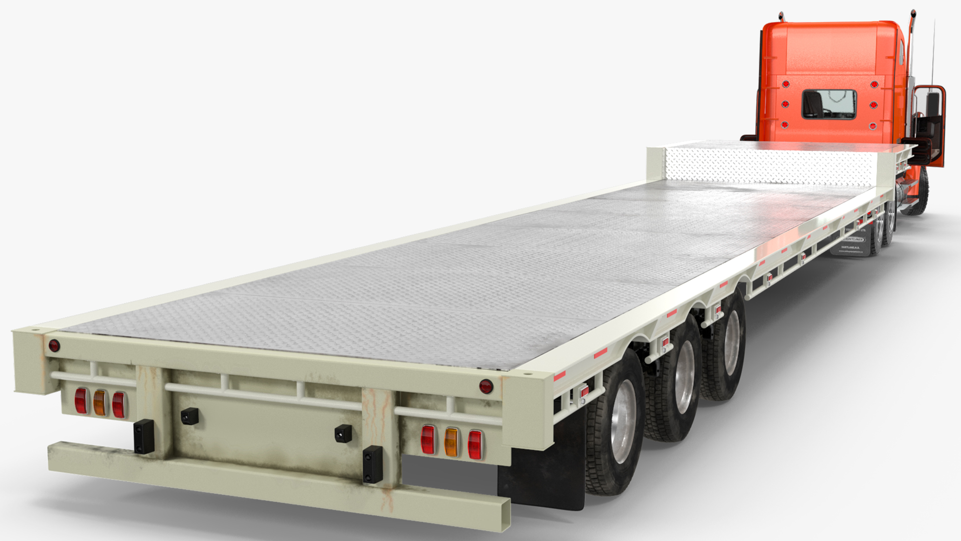 Freightliner Truck With Extendable Trailer Rigged 3D model