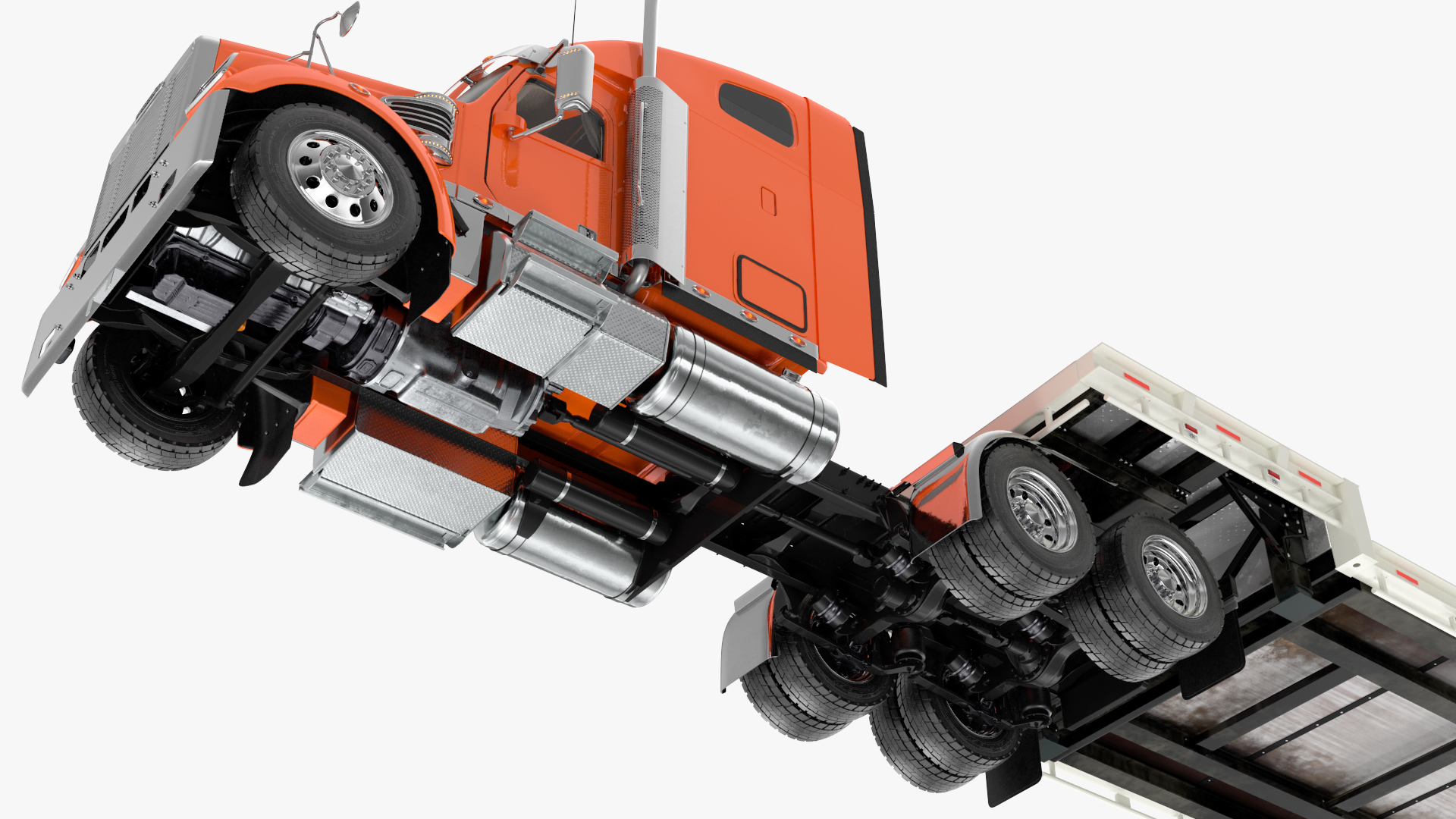 Freightliner Truck With Extendable Trailer Rigged 3D model