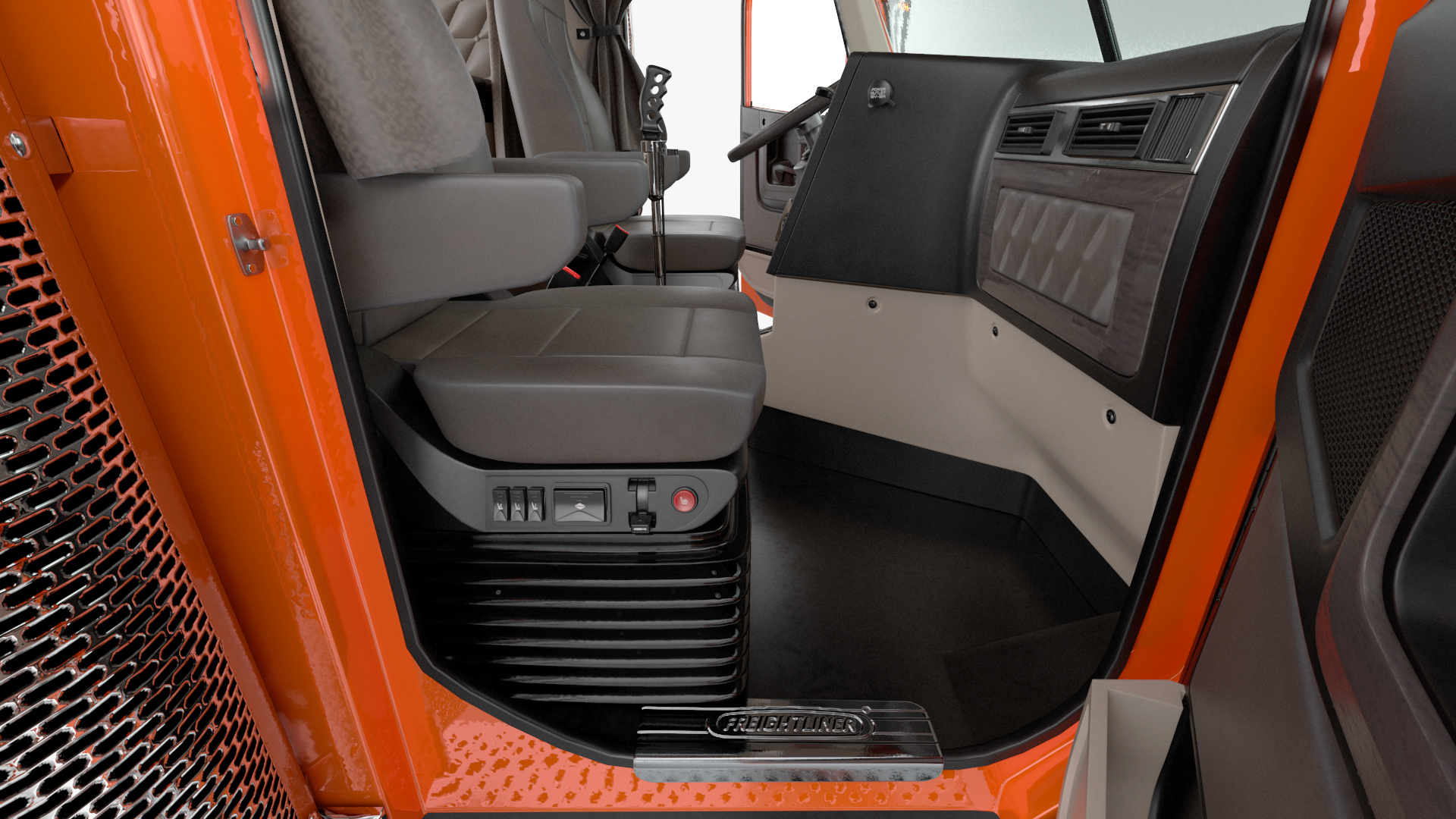 Freightliner Truck With Extendable Trailer Rigged 3D model