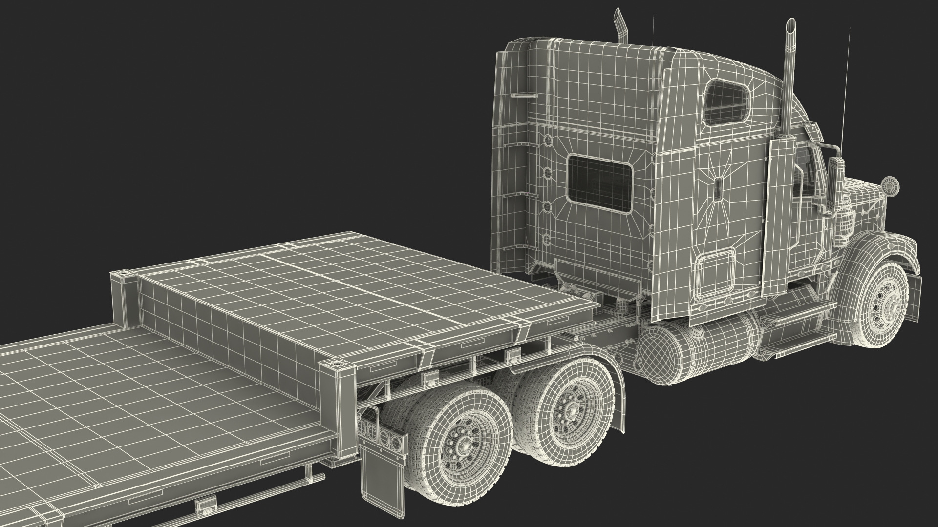 Freightliner Truck With Extendable Trailer Rigged 3D model