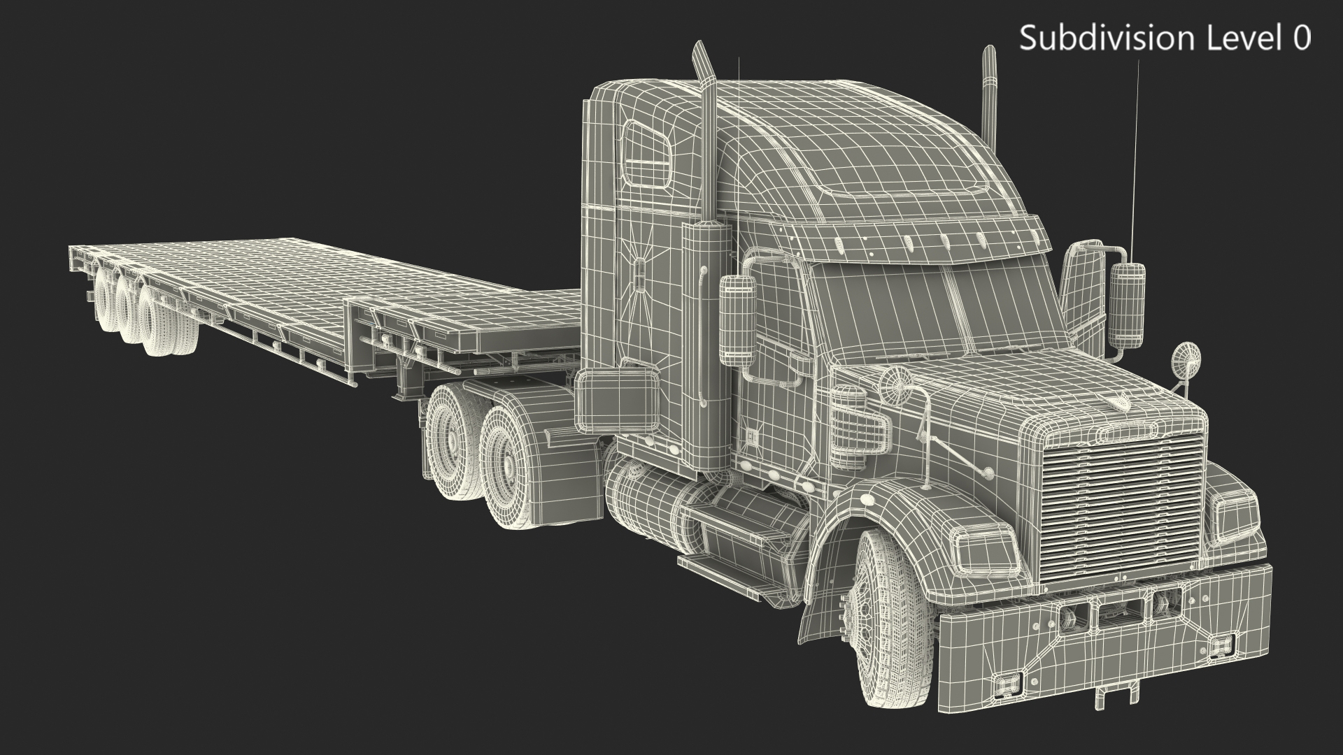 Freightliner Truck With Extendable Trailer Rigged 3D model