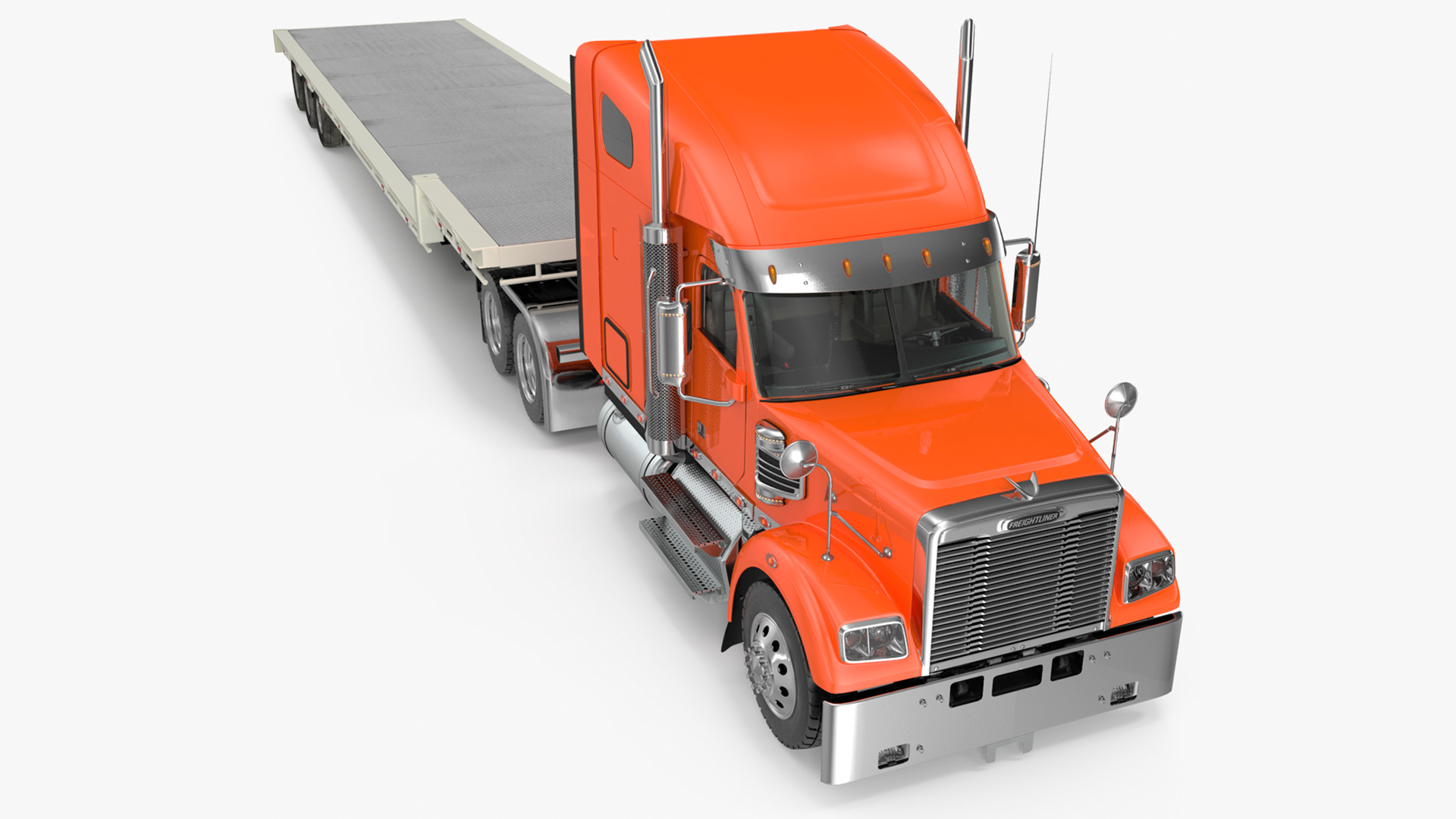 Freightliner Truck With Extendable Trailer Rigged 3D model