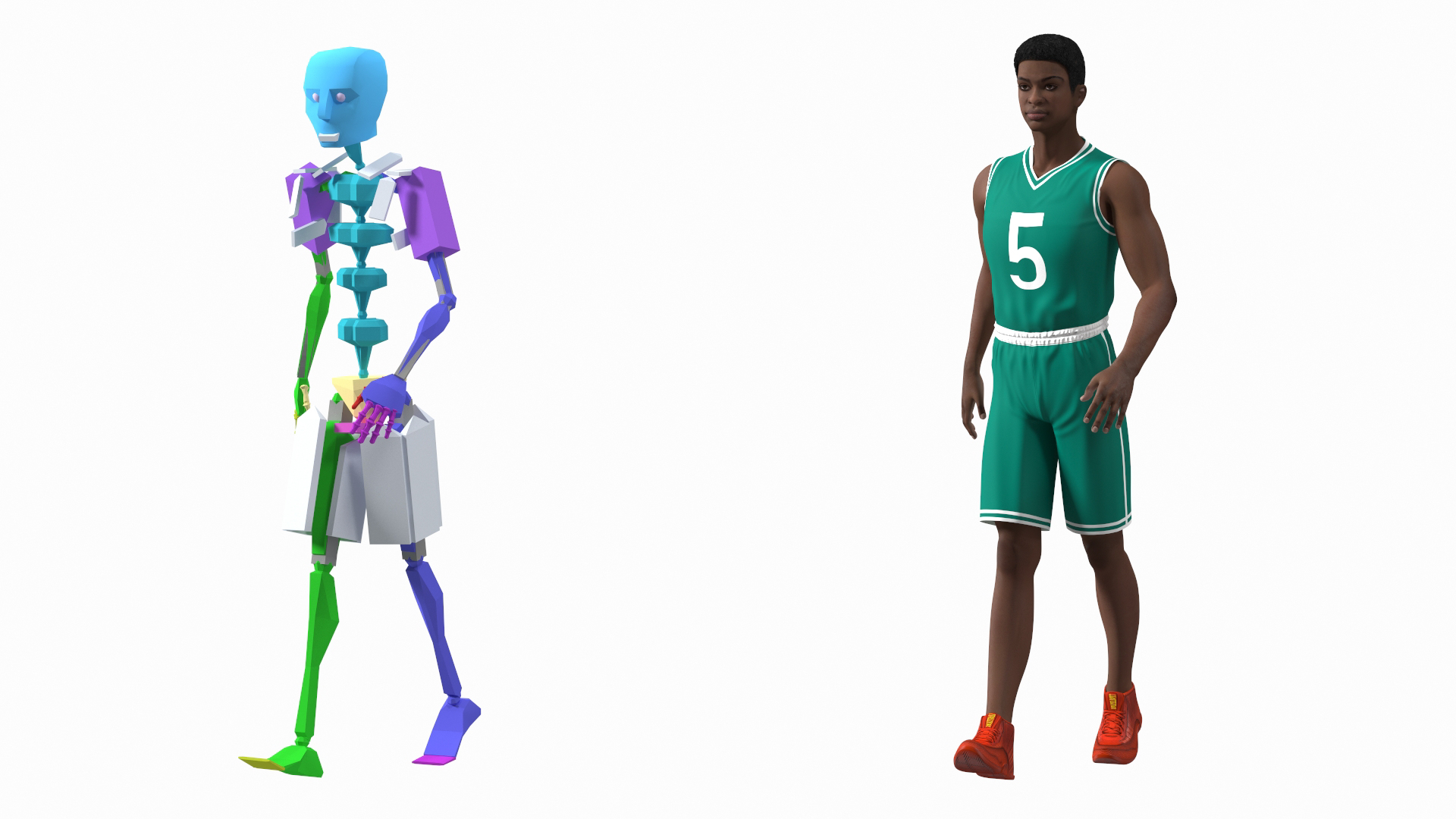 3D Dark Skin Teenager Basketball Player Rigged model