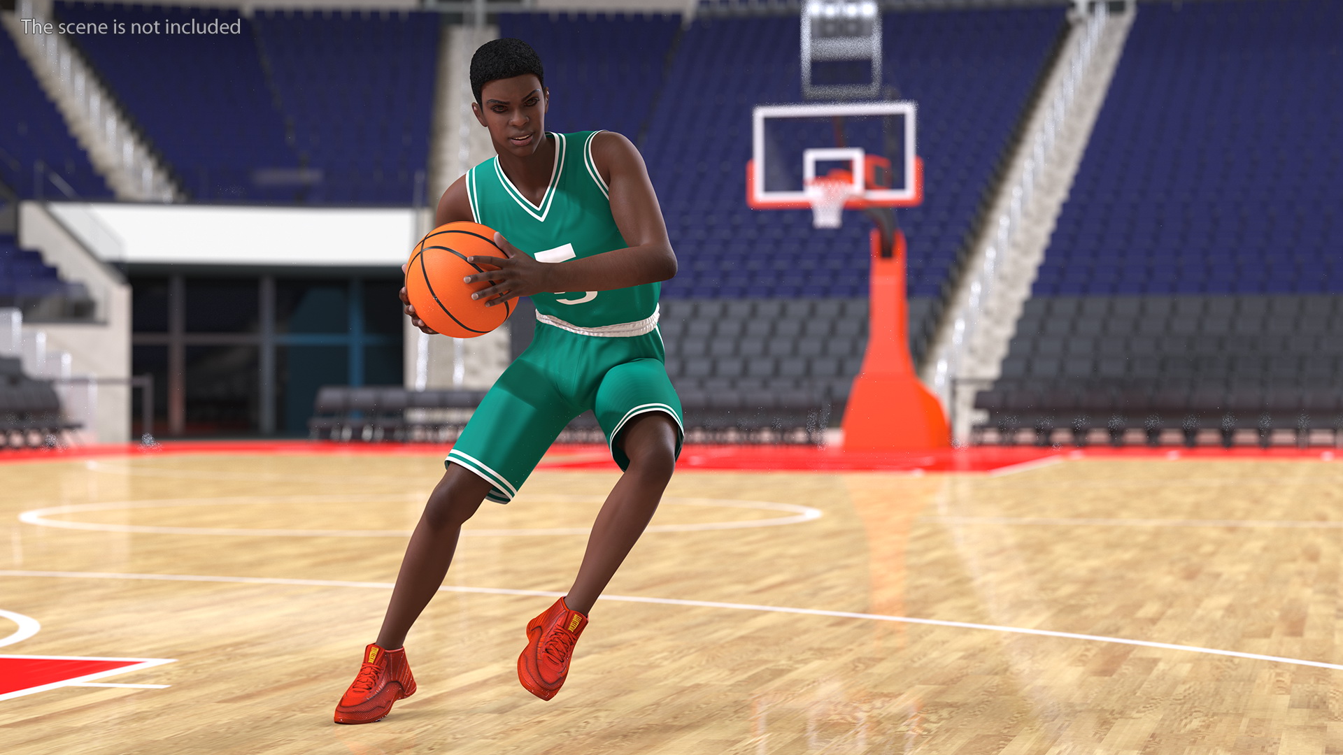 3D Dark Skin Teenager Basketball Player Rigged model