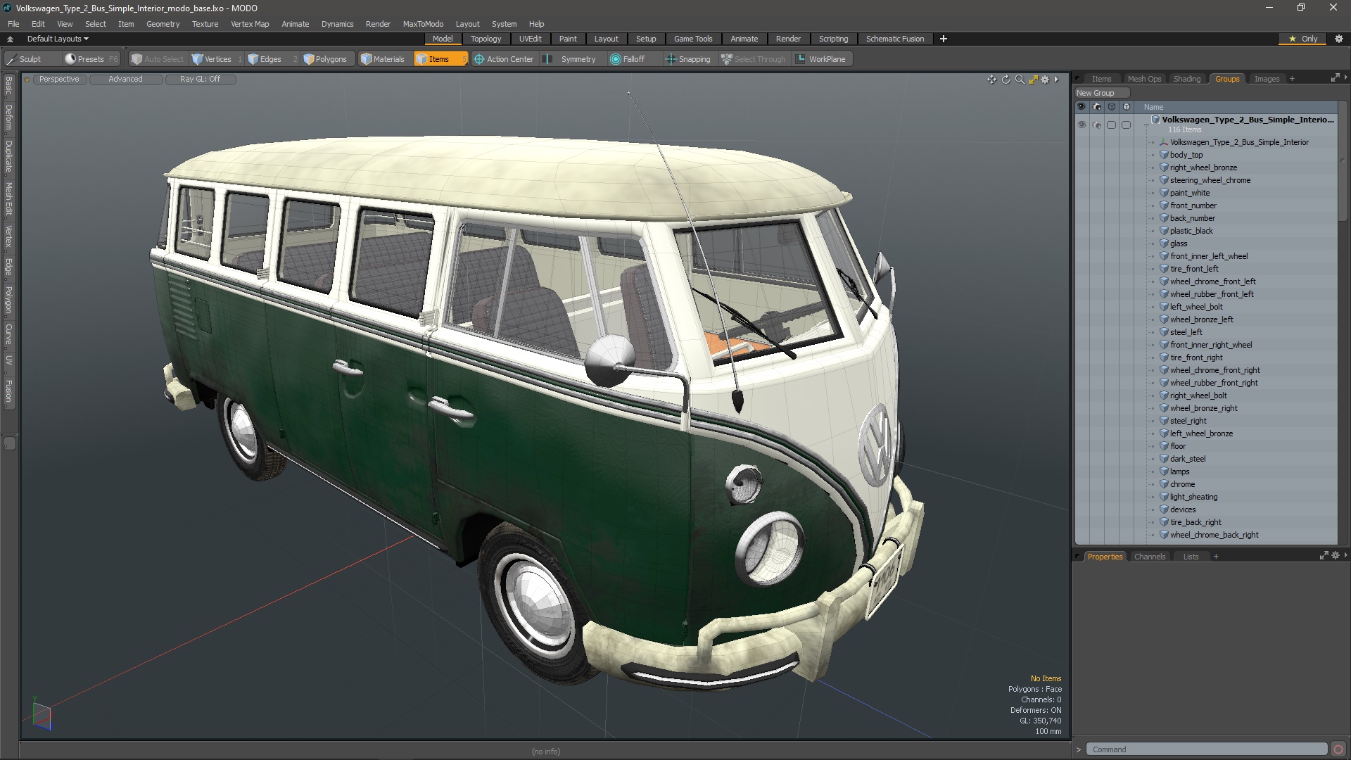 Volkswagen Type 2 Bus Simple Interior 3D