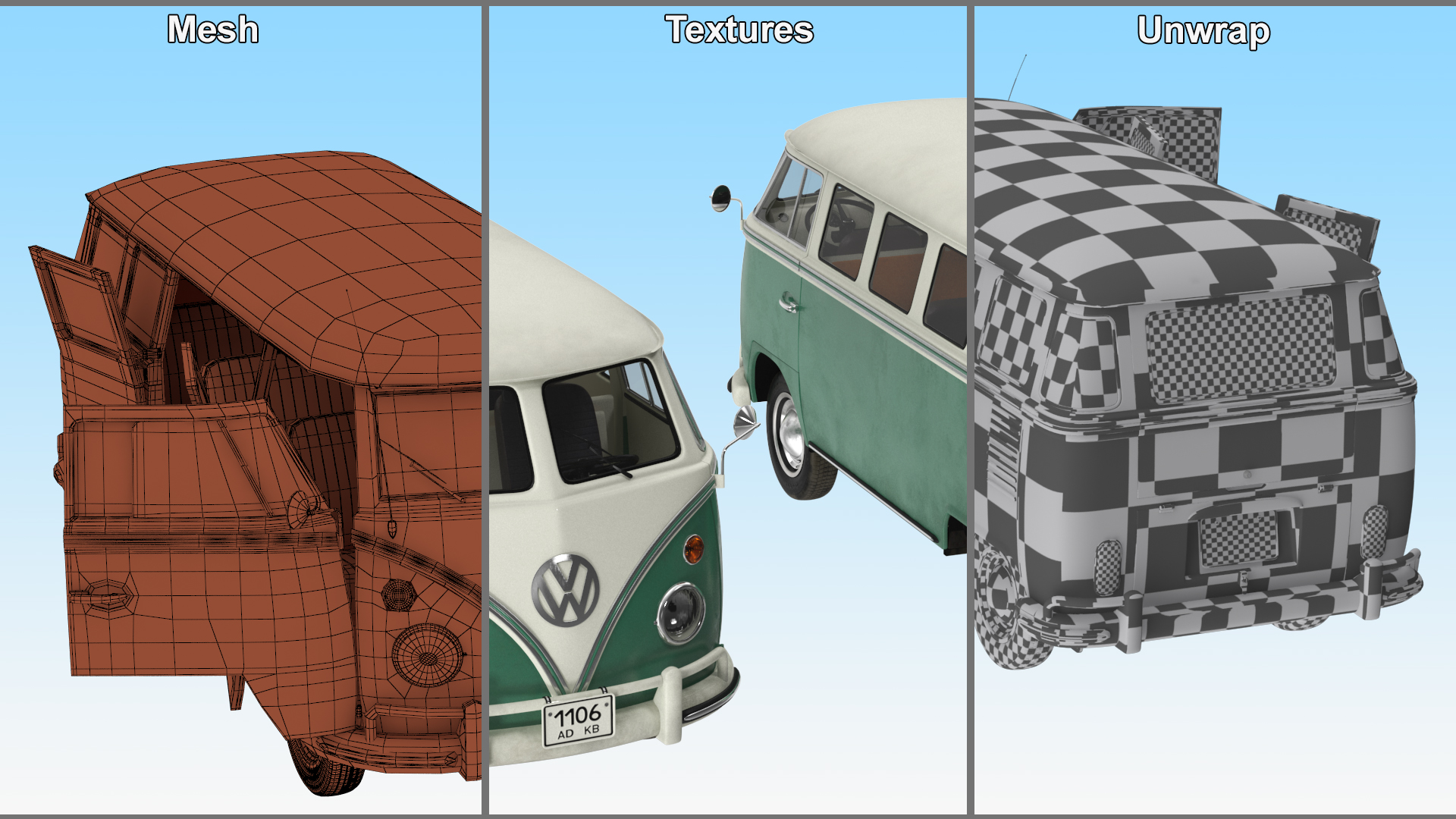 Volkswagen Type 2 Bus Simple Interior 3D