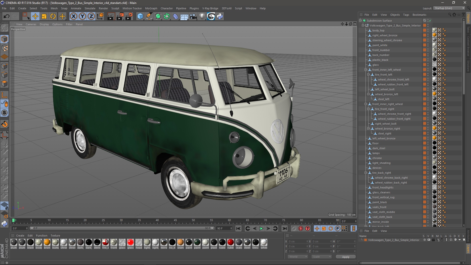 Volkswagen Type 2 Bus Simple Interior 3D