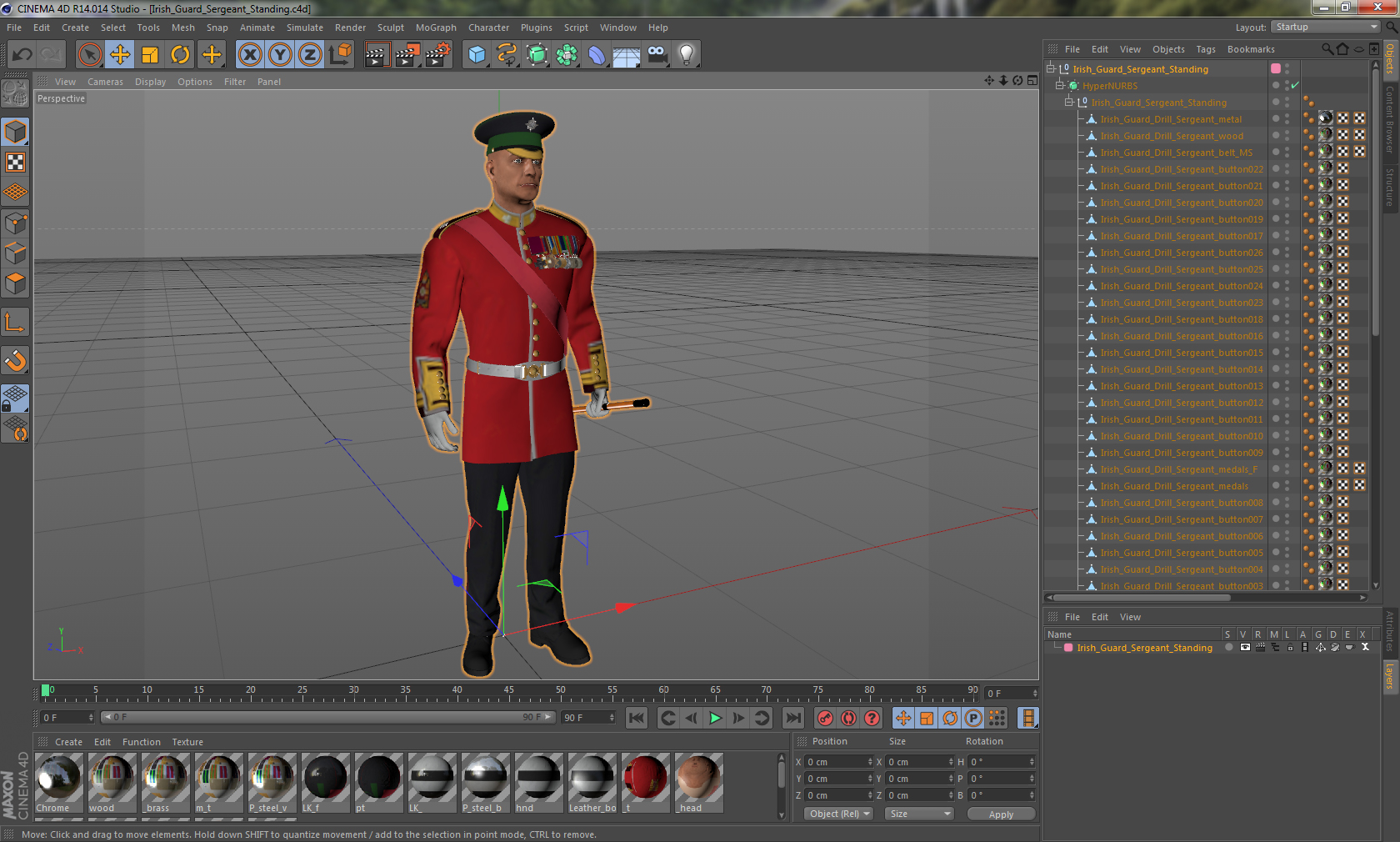 Irish Guard Sergeant Standing 3D model