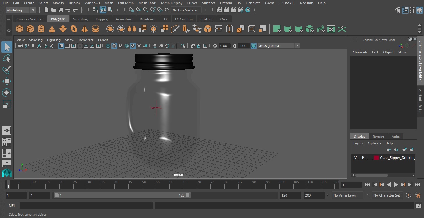 3D model Glass Sipper Drinking Jar