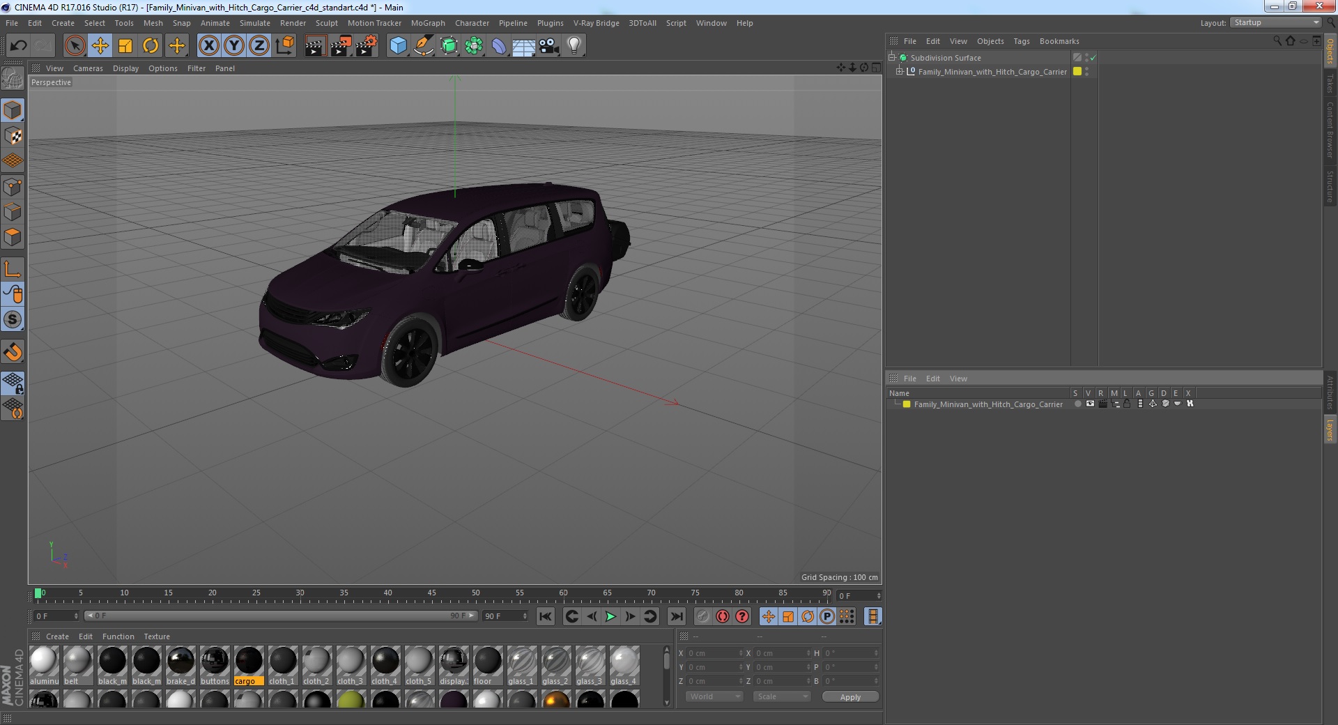 Family Minivan with Hitch Cargo Carrier 3D model