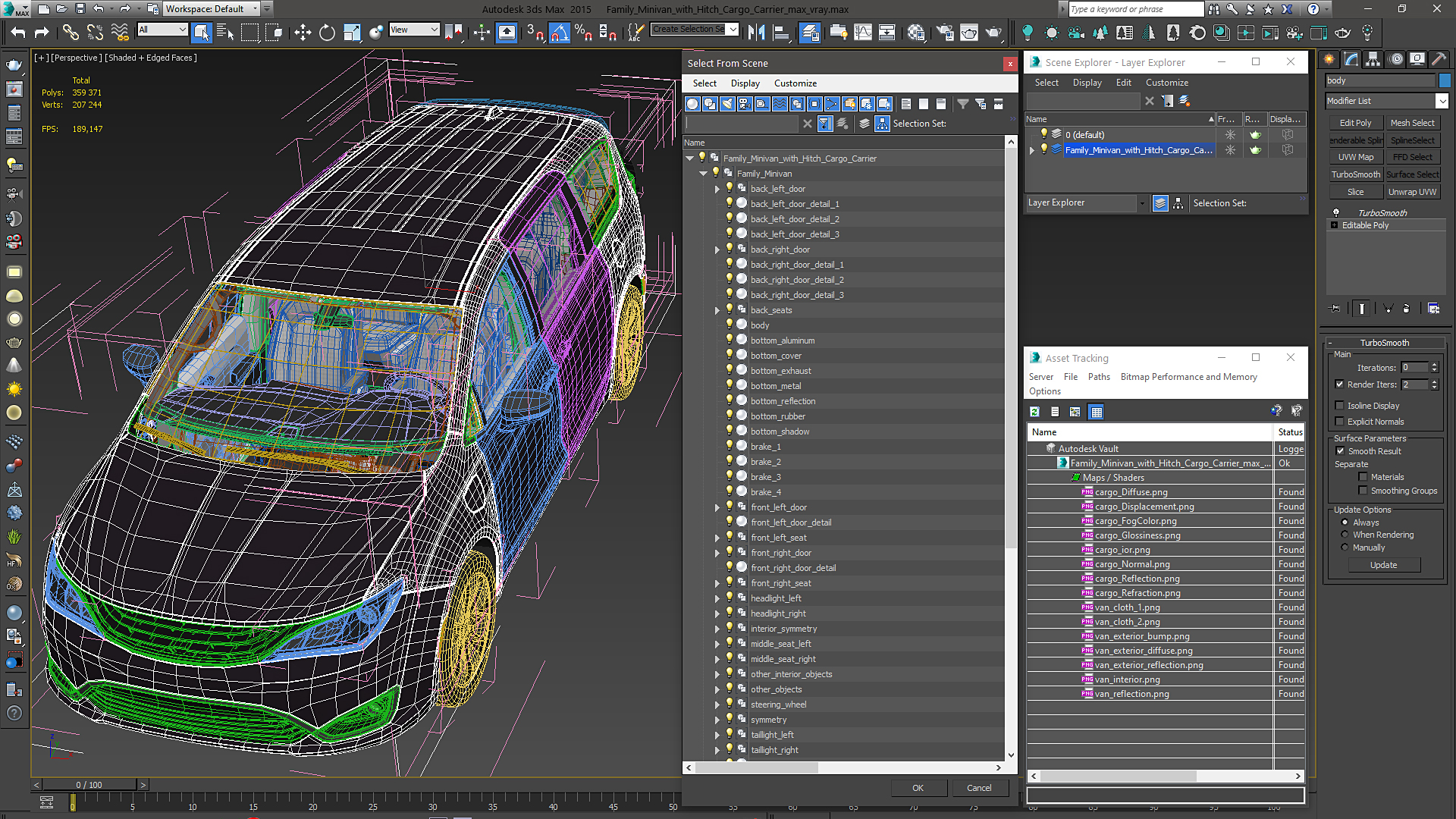 Family Minivan with Hitch Cargo Carrier 3D model