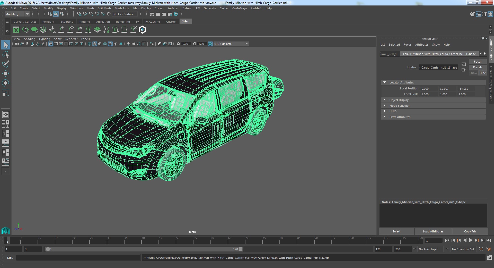 Family Minivan with Hitch Cargo Carrier 3D model