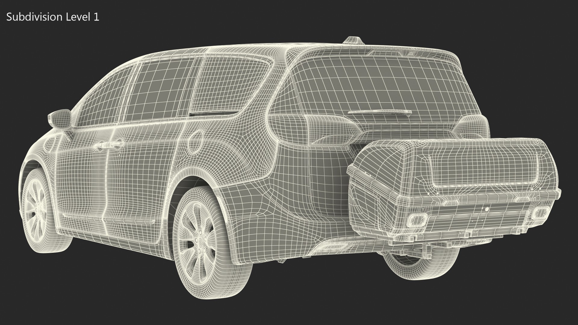 Family Minivan with Hitch Cargo Carrier 3D model