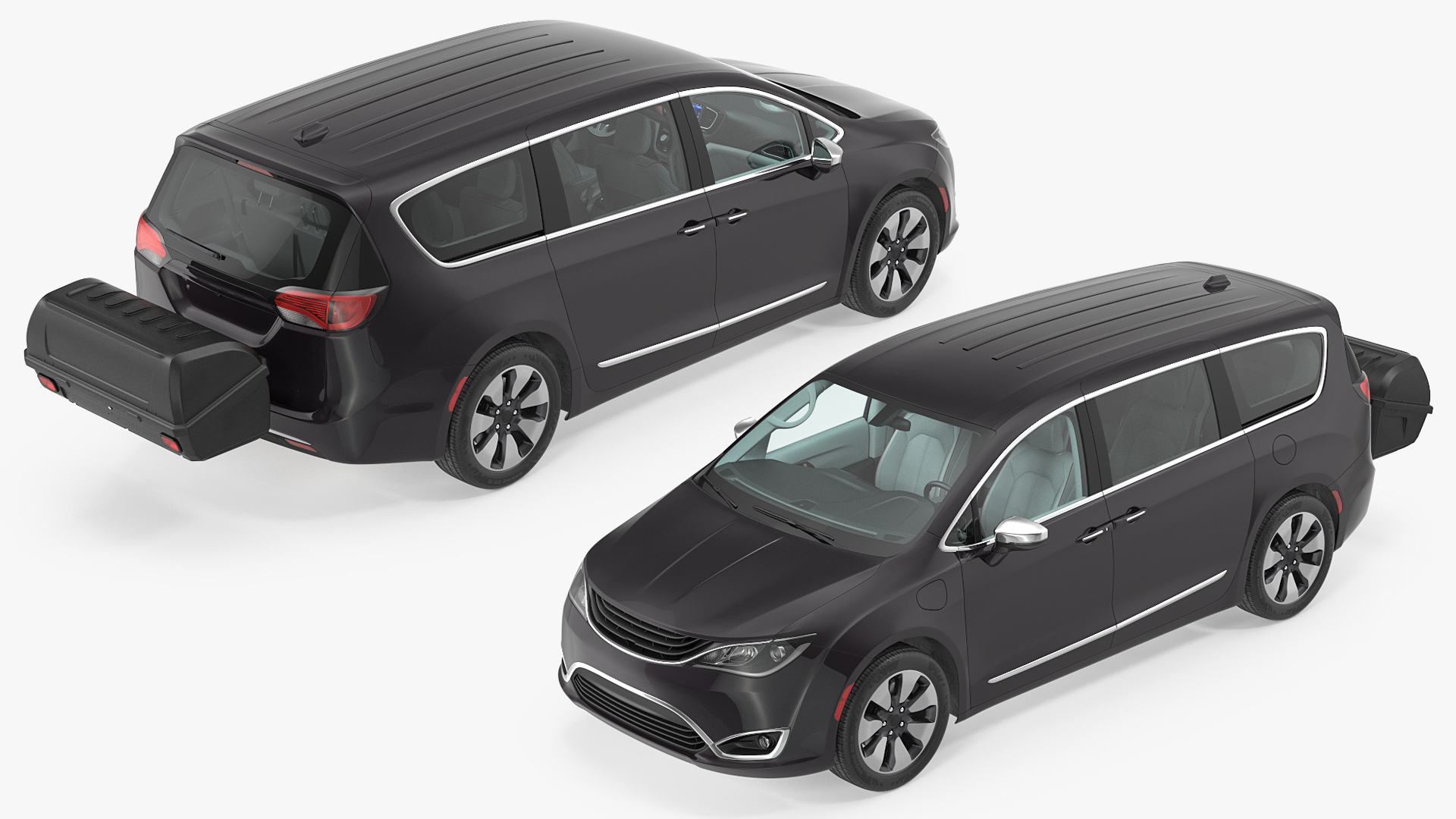 Family Minivan with Hitch Cargo Carrier 3D model