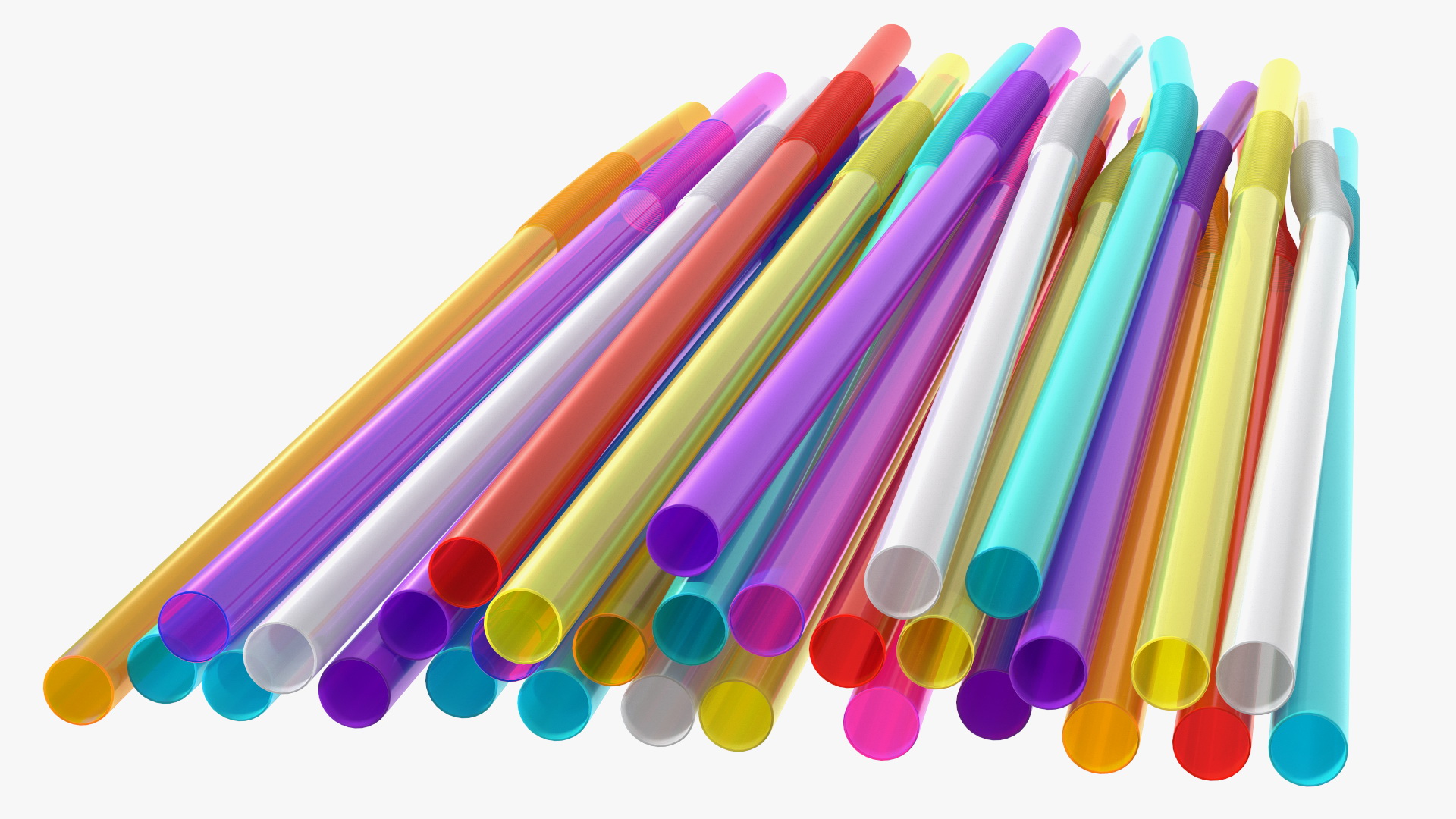 Pile of Multi Colored Drinking Straws 3D