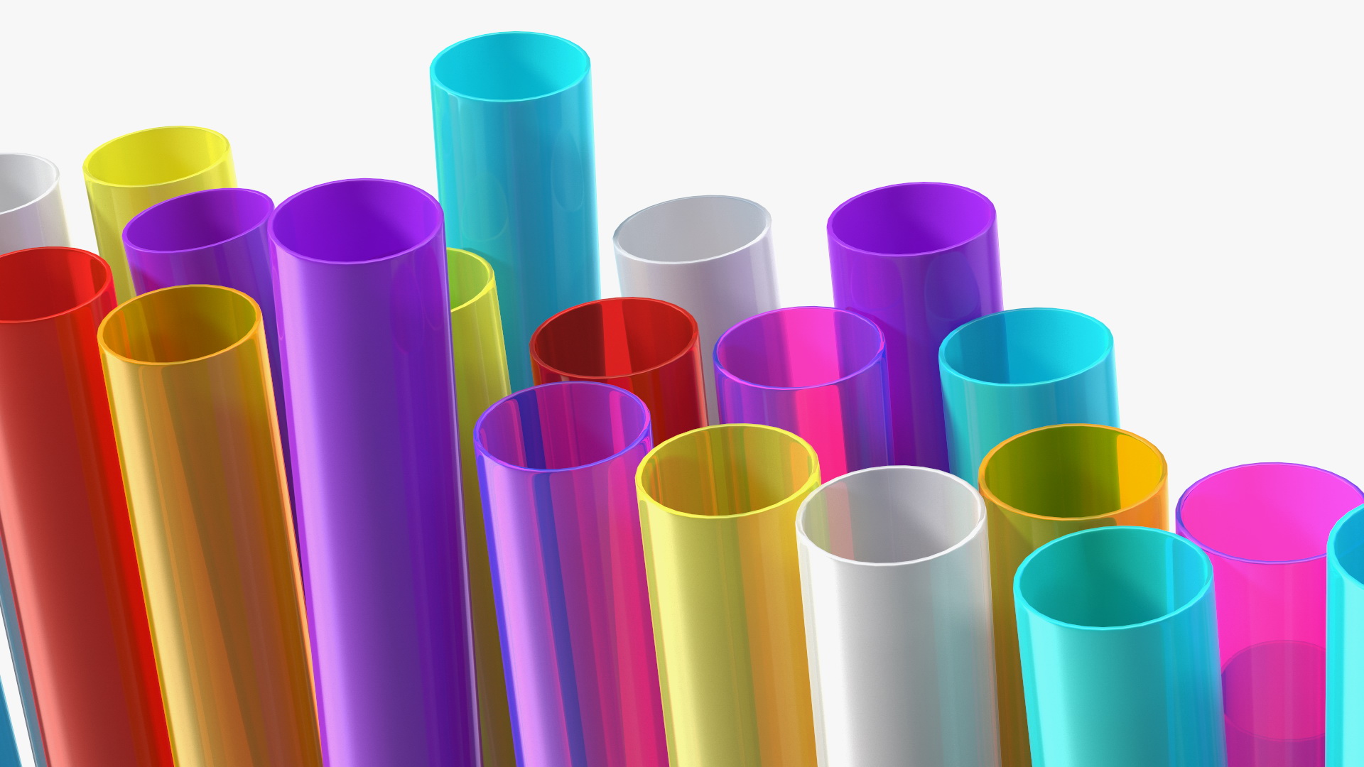 Pile of Multi Colored Drinking Straws 3D