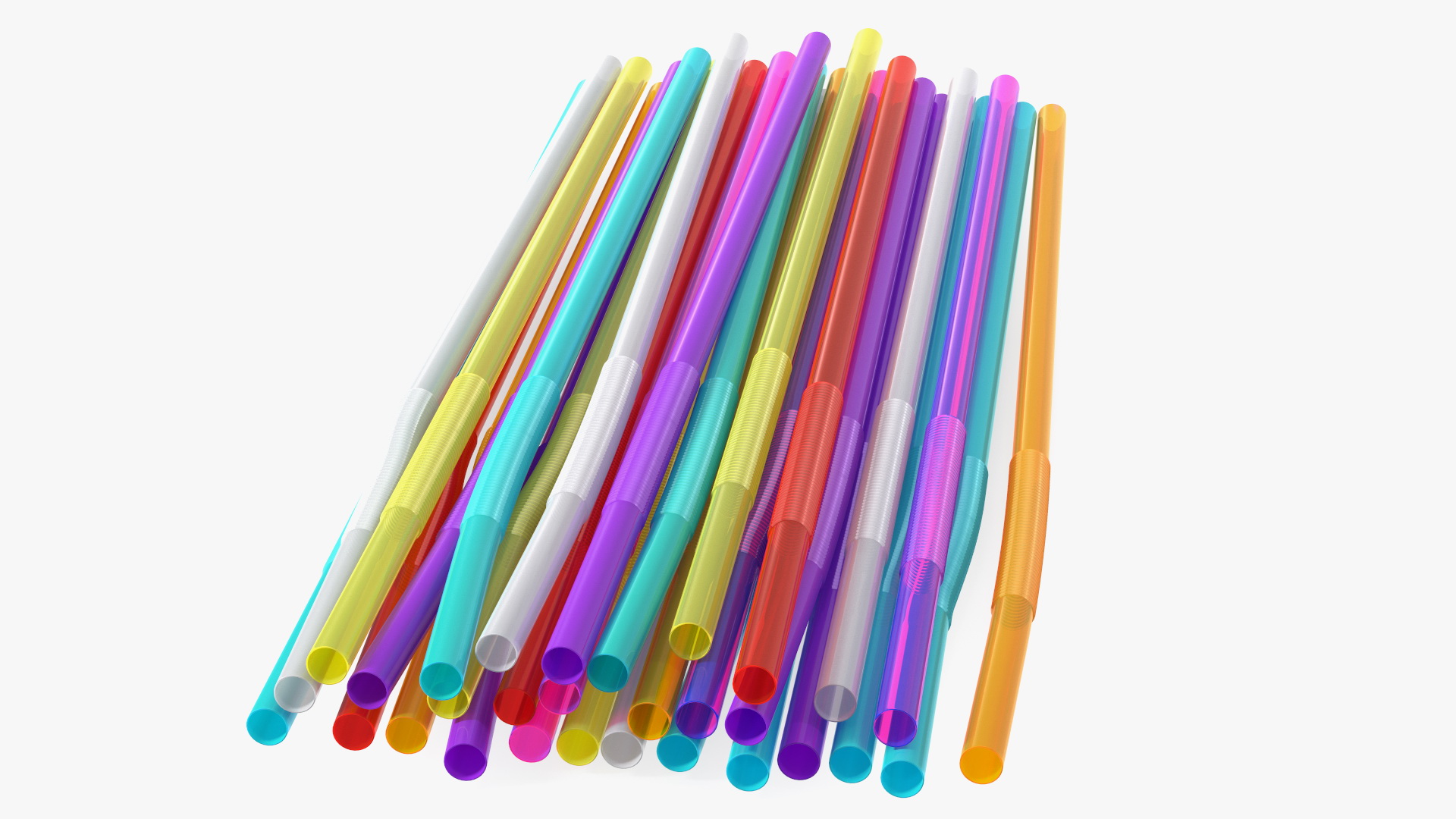 Pile of Multi Colored Drinking Straws 3D