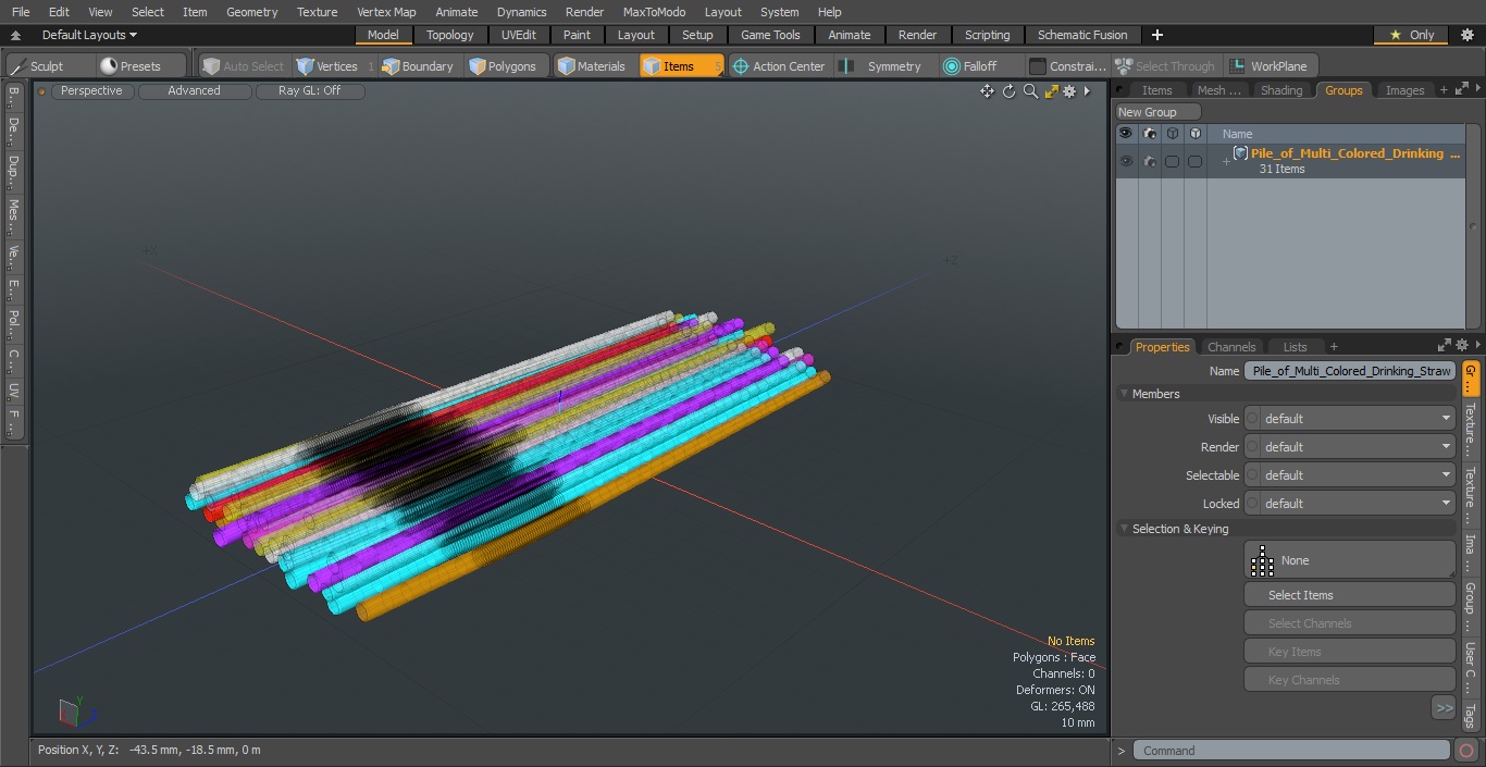 Pile of Multi Colored Drinking Straws 3D