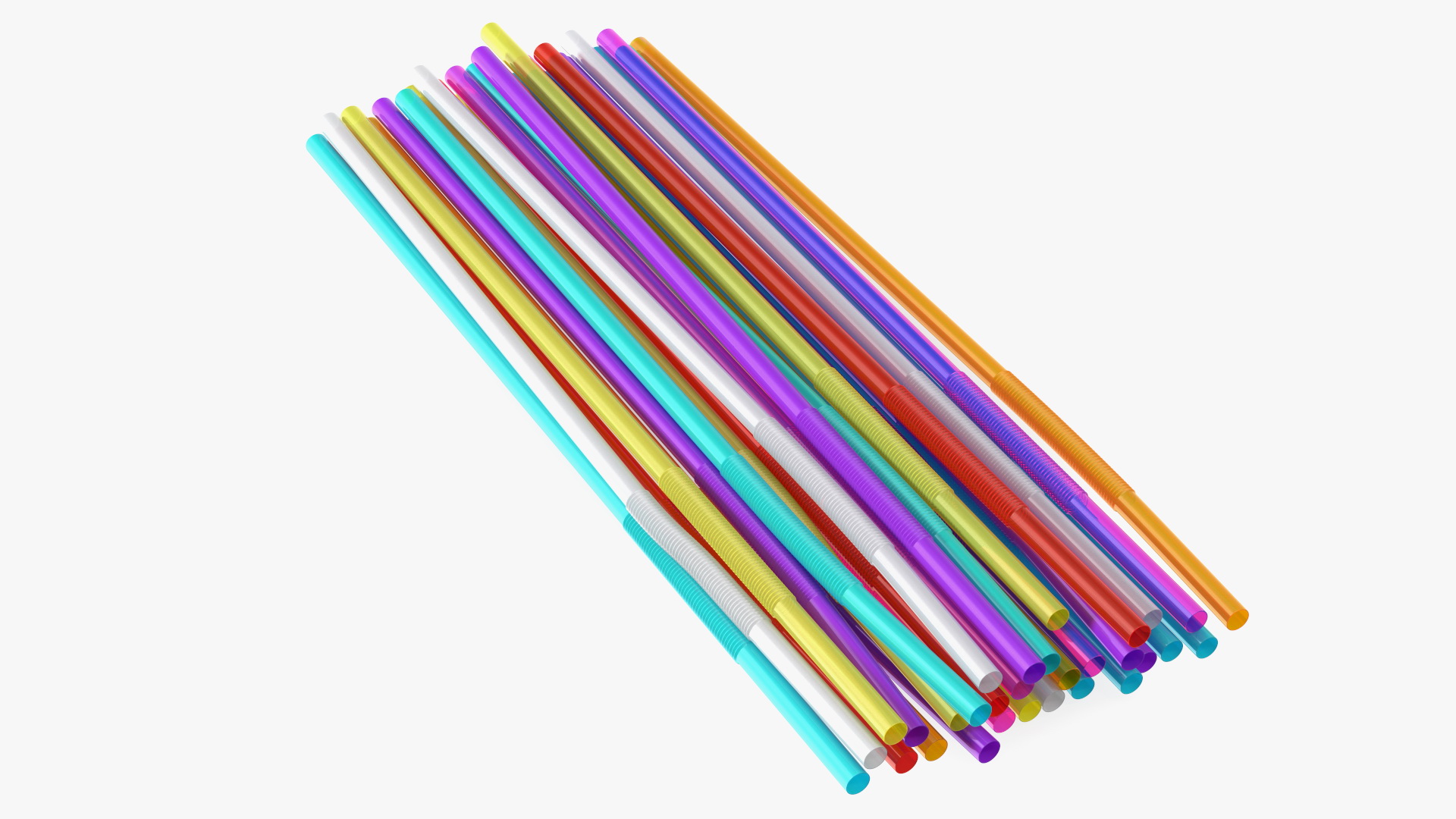 Pile of Multi Colored Drinking Straws 3D