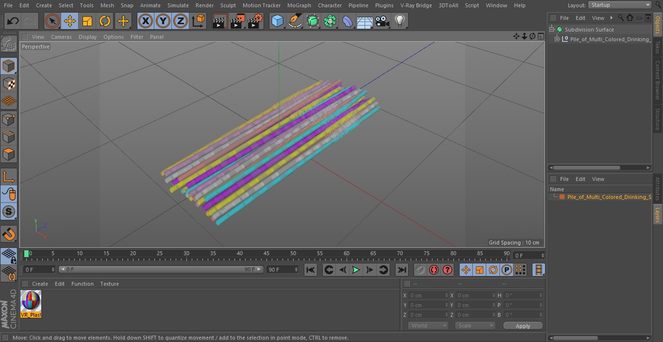 Pile of Multi Colored Drinking Straws 3D
