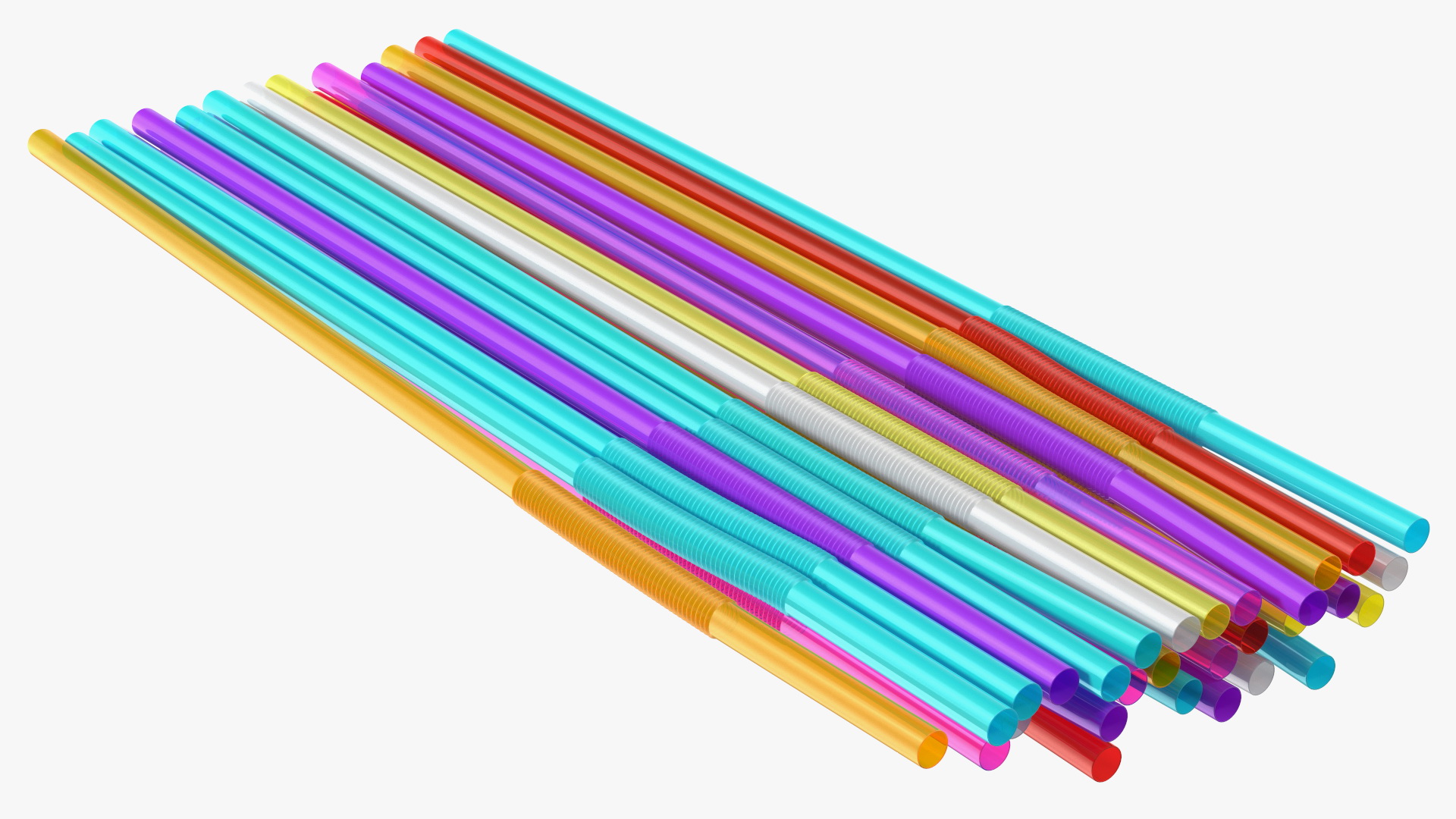 Pile of Multi Colored Drinking Straws 3D