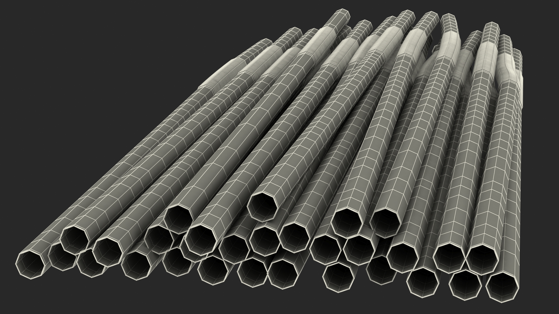 Pile of Multi Colored Drinking Straws 3D