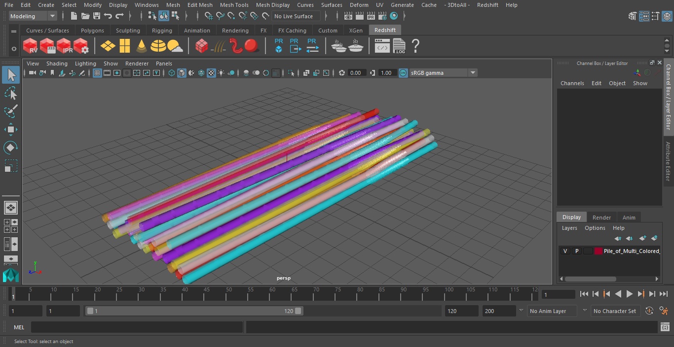 Pile of Multi Colored Drinking Straws 3D