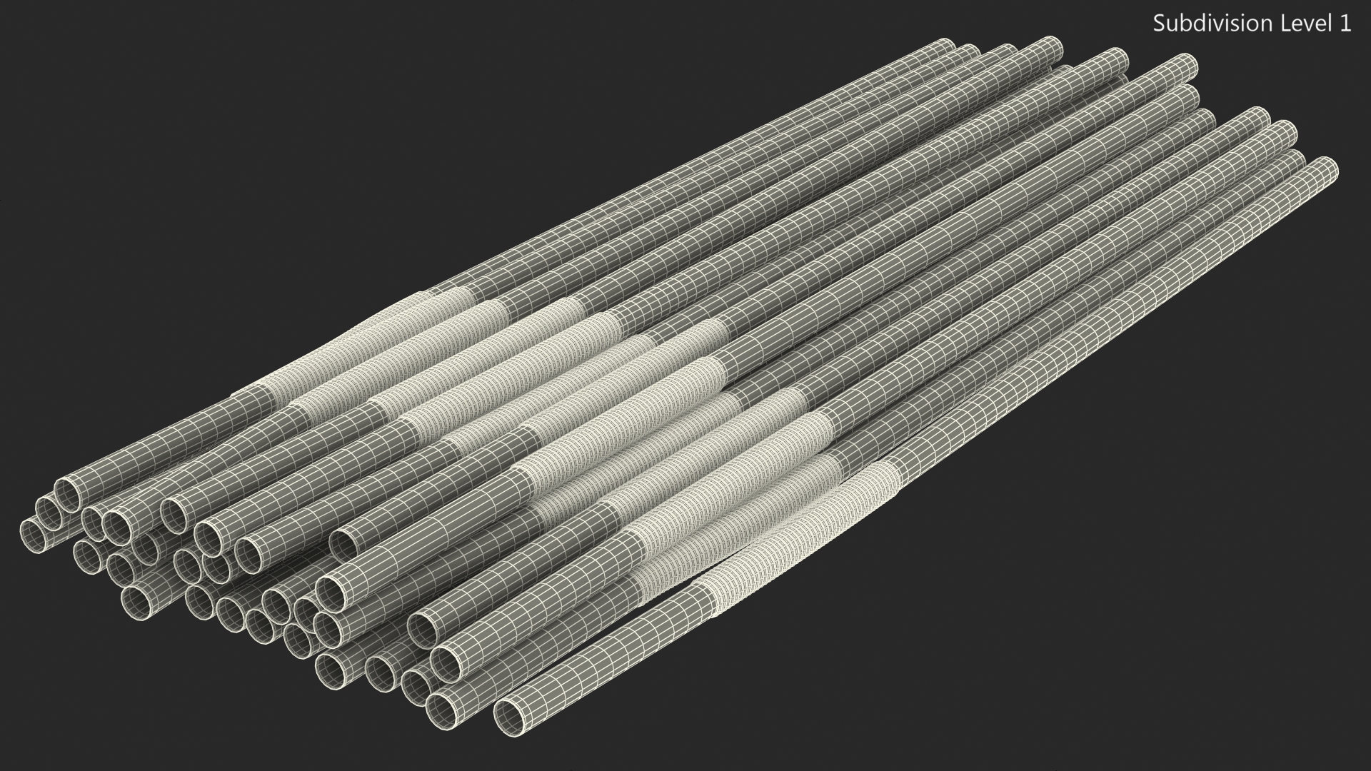 Pile of Multi Colored Drinking Straws 3D