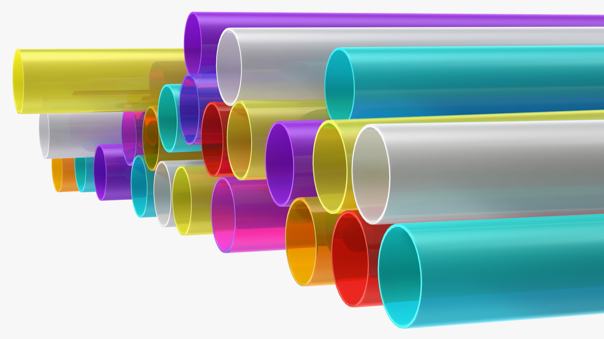 Pile of Multi Colored Drinking Straws 3D