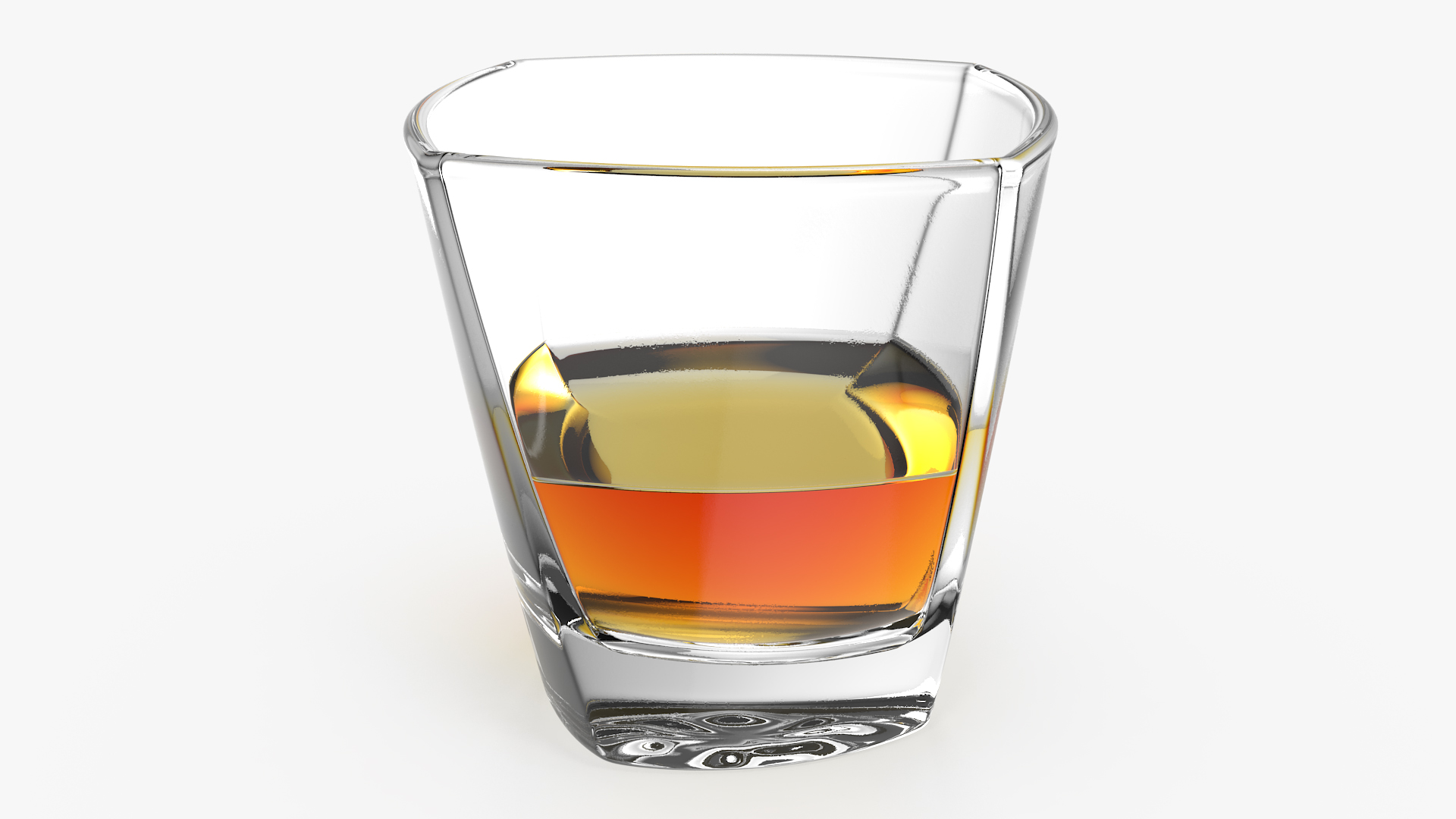 Square Twisted Rocks Glass With Whiskey 3D model