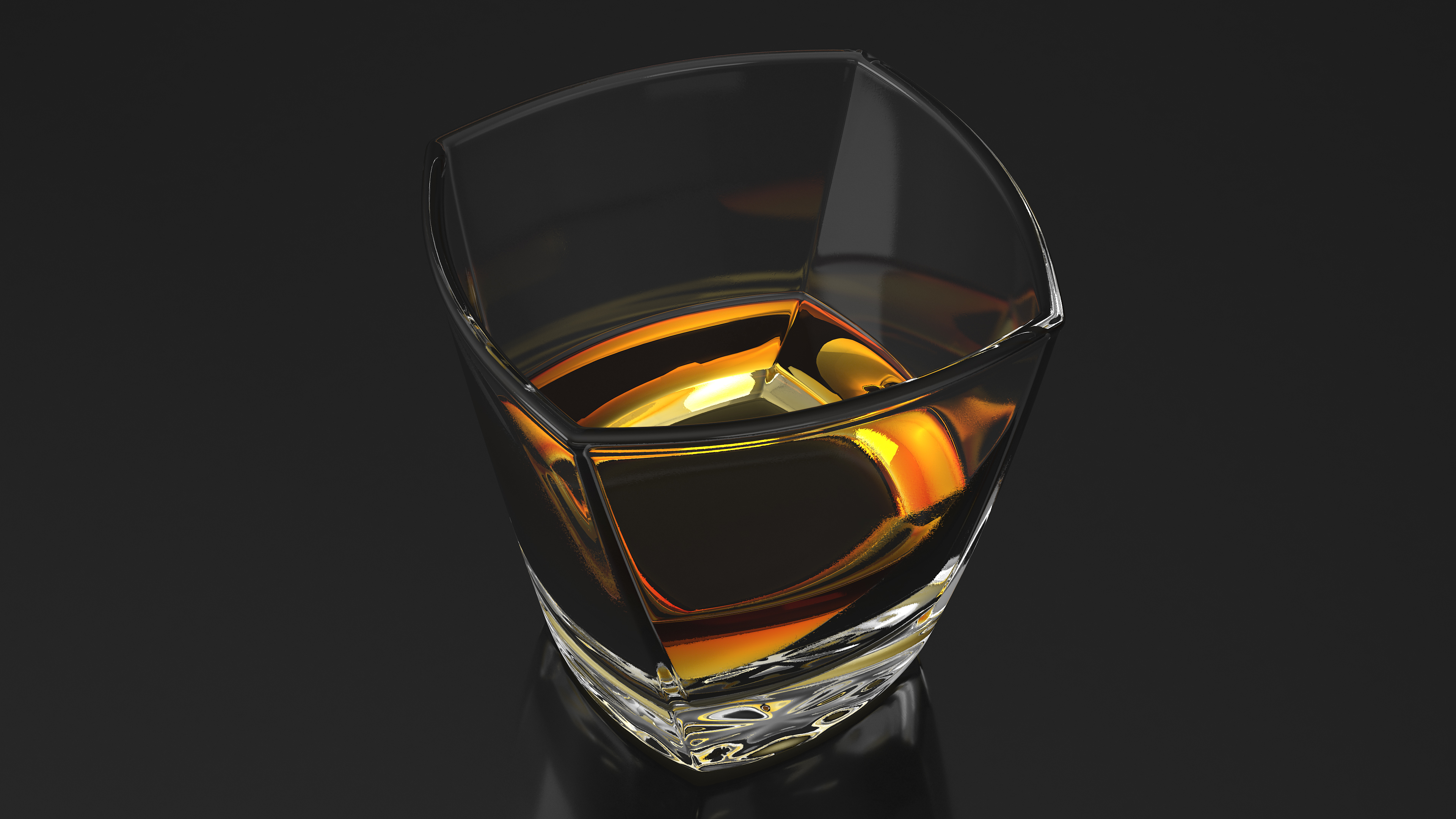 Square Twisted Rocks Glass With Whiskey 3D model