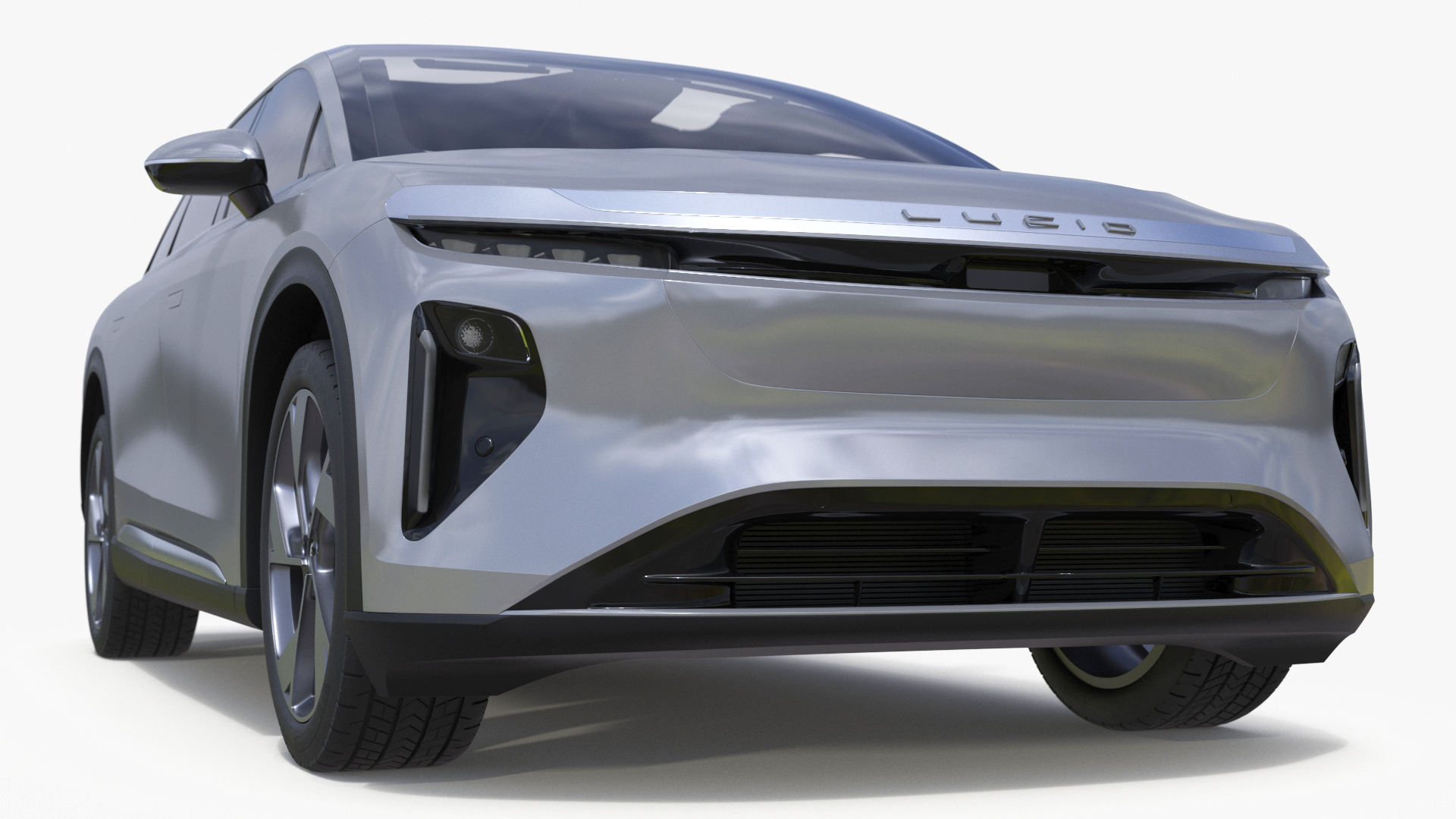 Lucid Gravity Electric Suv Gray with Lights Off 3D