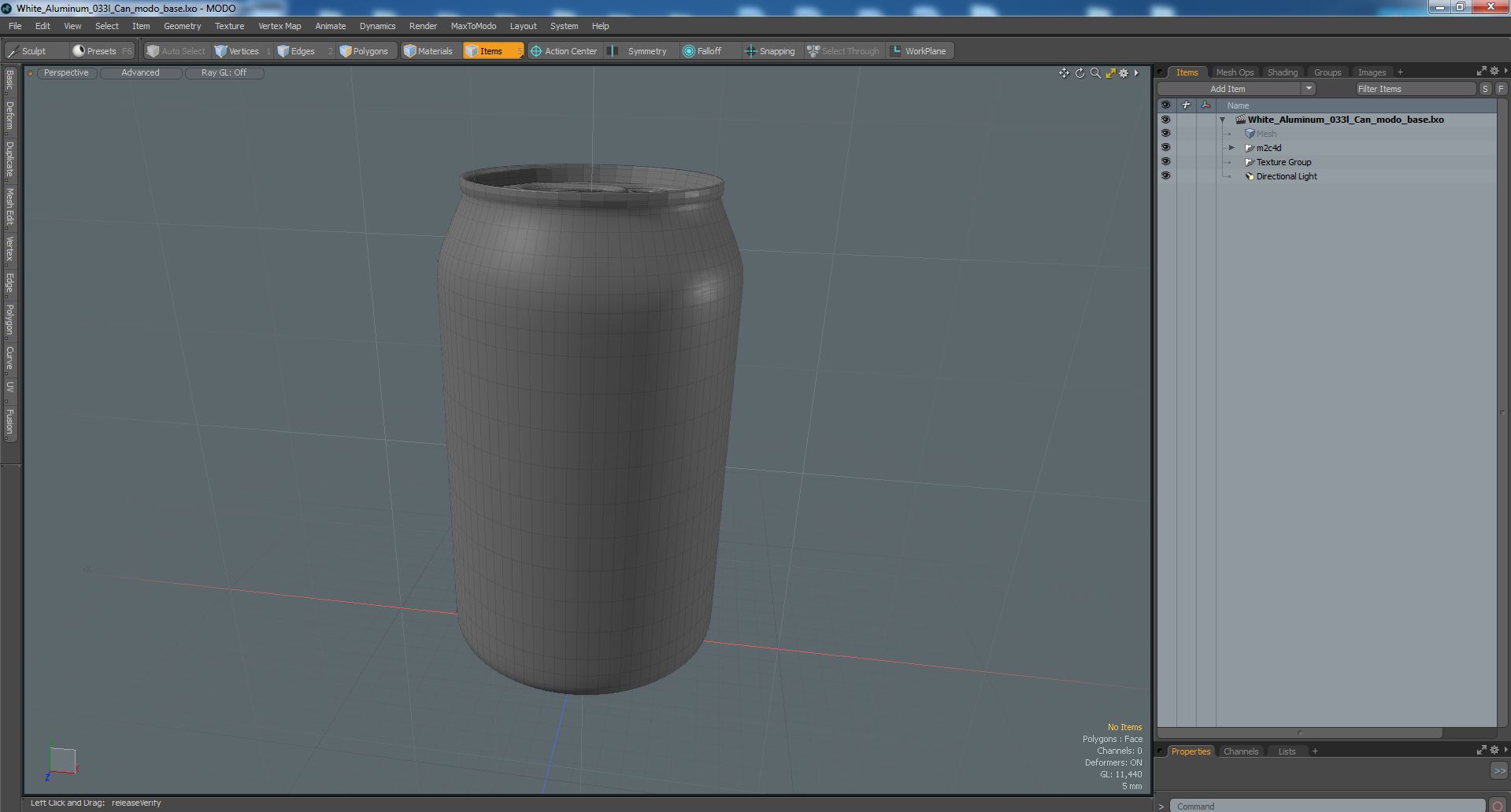 3D White Aluminum 033l Can model